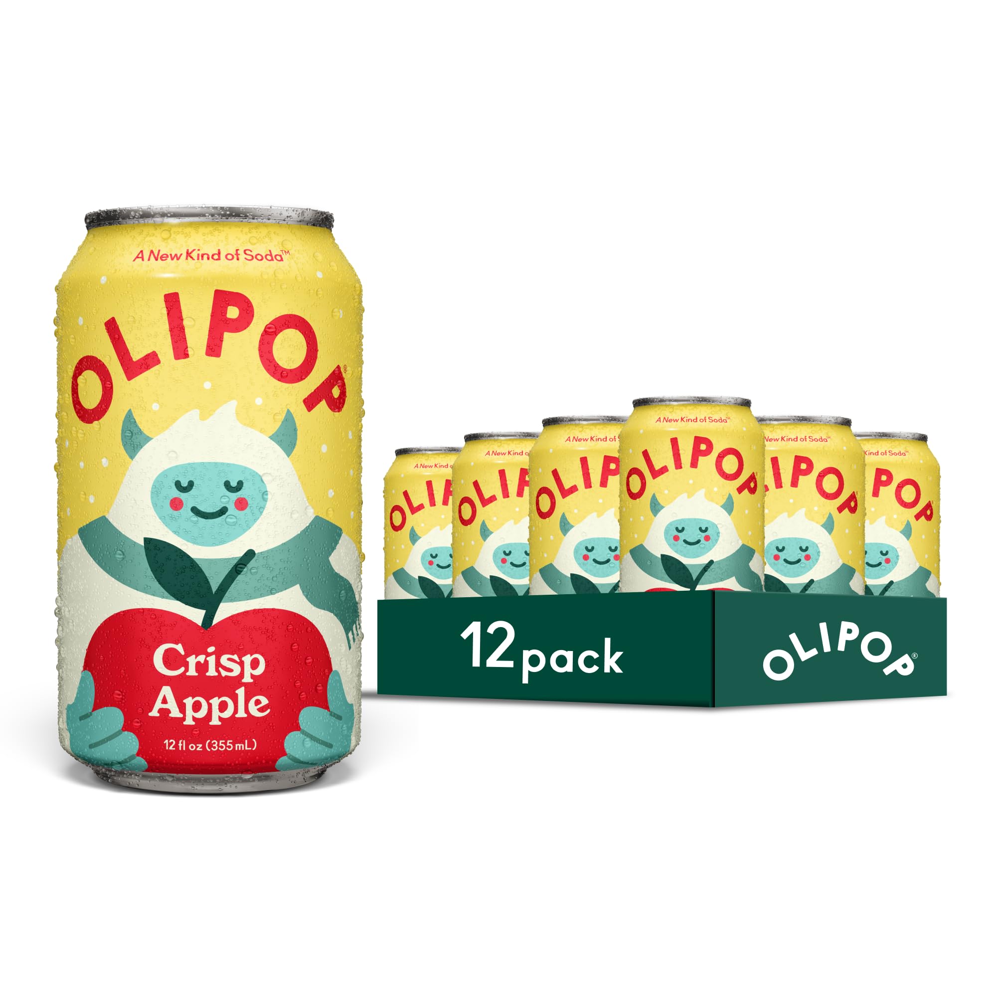 OLIPOP Crisp Apple Prebiotic 12oz Cans 12-Pack