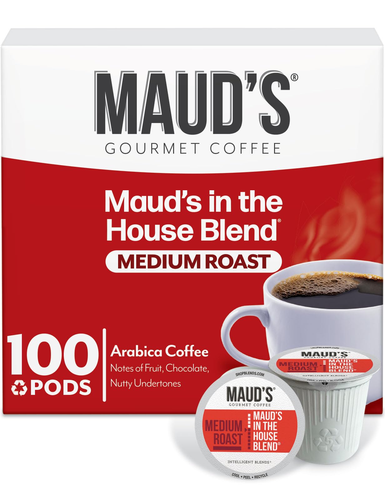 Maud's Medium Roast Coffee Pods Recyclable 100 Count