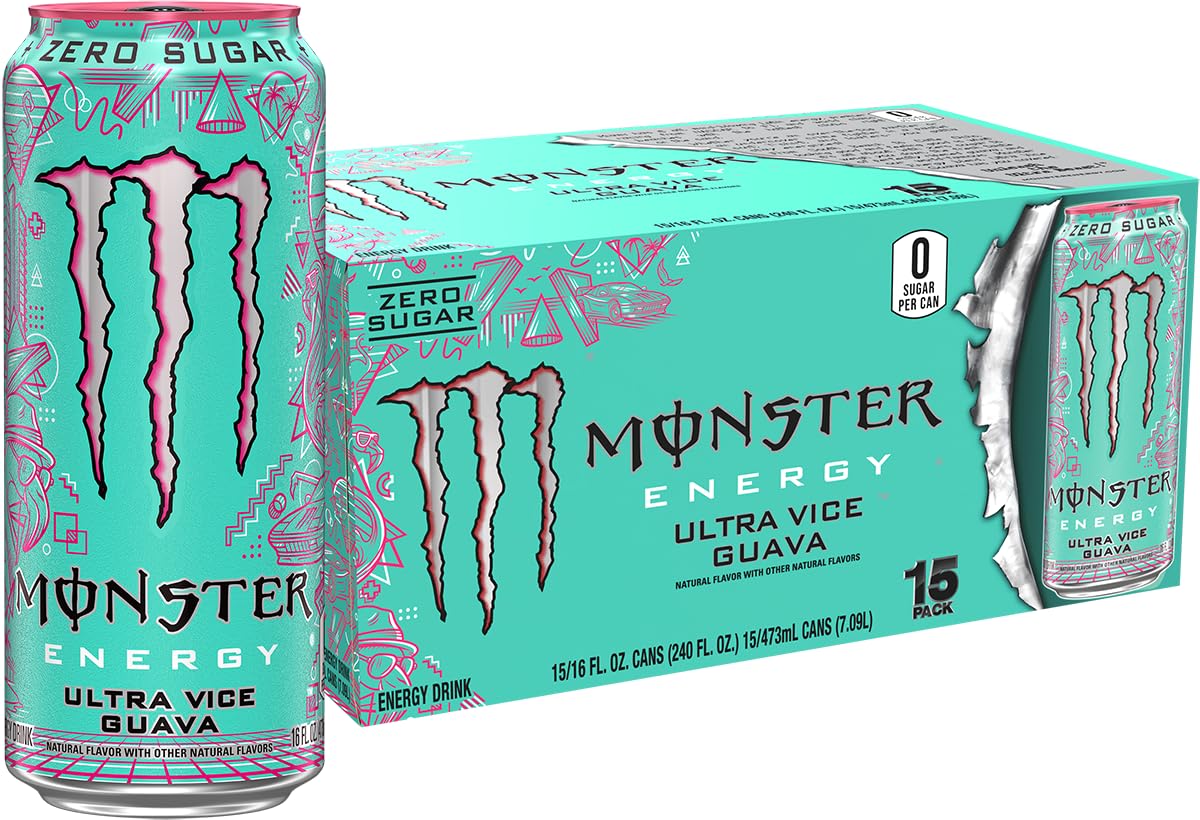 Monster Ultra Vice Guava Energy Drink 16oz 15 Pack