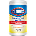 Clorox Disinfecting Cleaning Wipes, Bleach Free, Crisp Lemon, 75 Count, Pack of 6 (Pack May Vary)