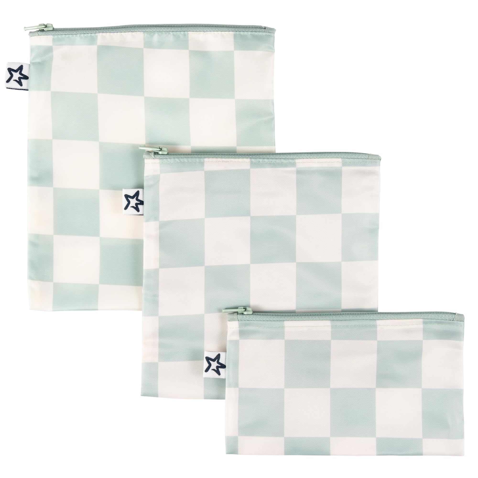 Tiny Twinkle Sage Checkers Reusable Snack Bags 3 Pack