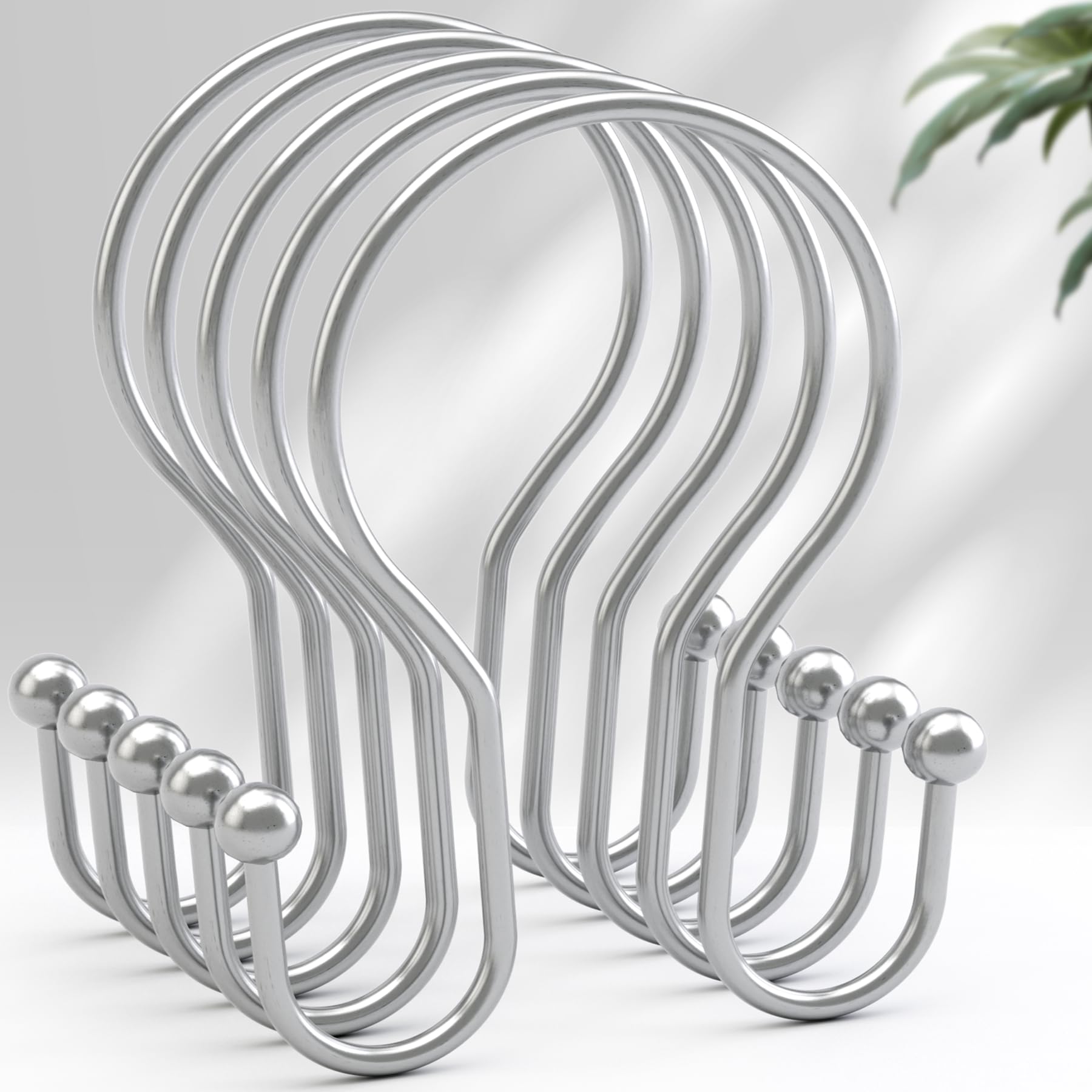 AmazerBath Chrome Double Shower Curtain Hooks 12 Pack