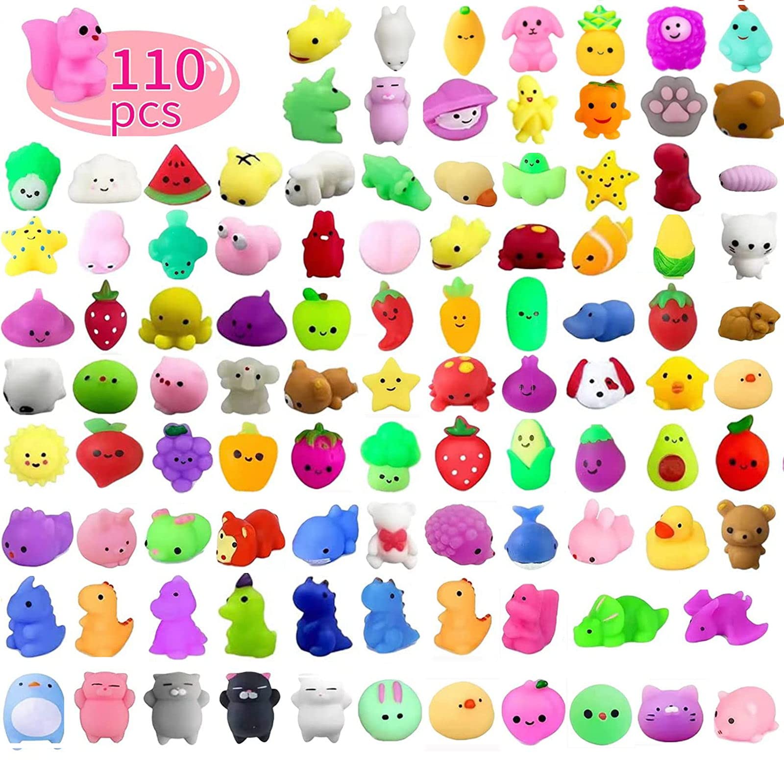 Mochi Squishy Toys Kawaii Bulk 110-Pack