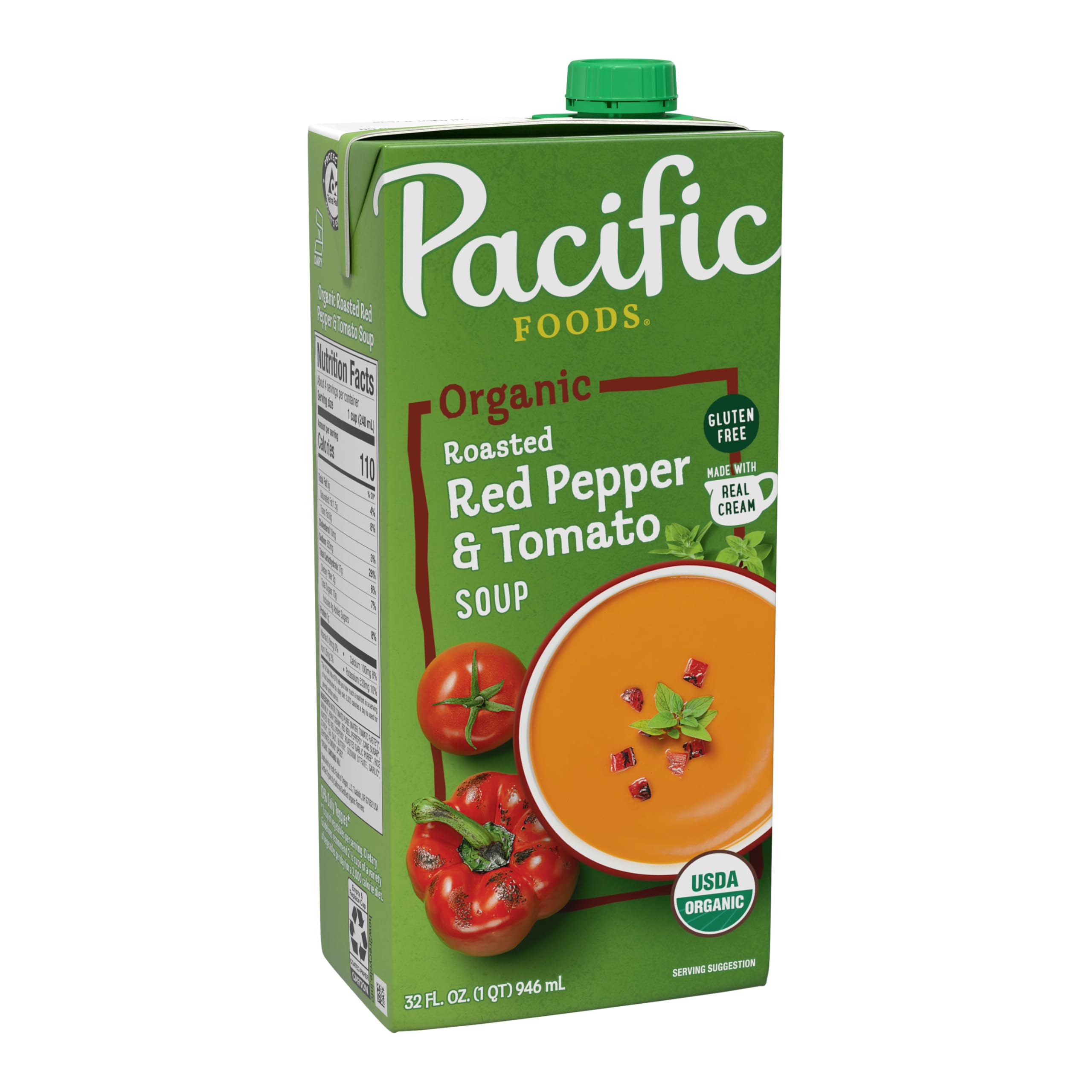 Pacific Natural, Organic Creamy Roasted Pepper & Tomato Soup, 32 Fl Oz