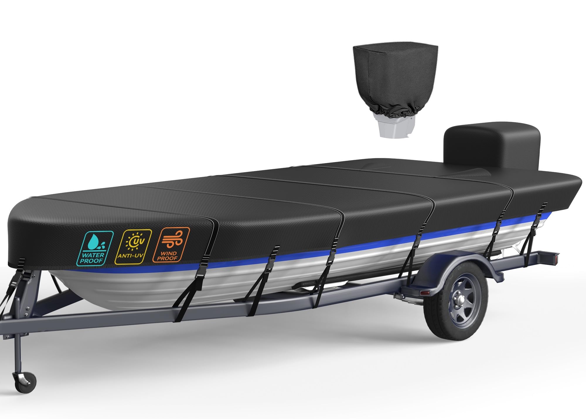 Heavy Duty 1200D Jon Boat Cover 16-18ft Waterproof