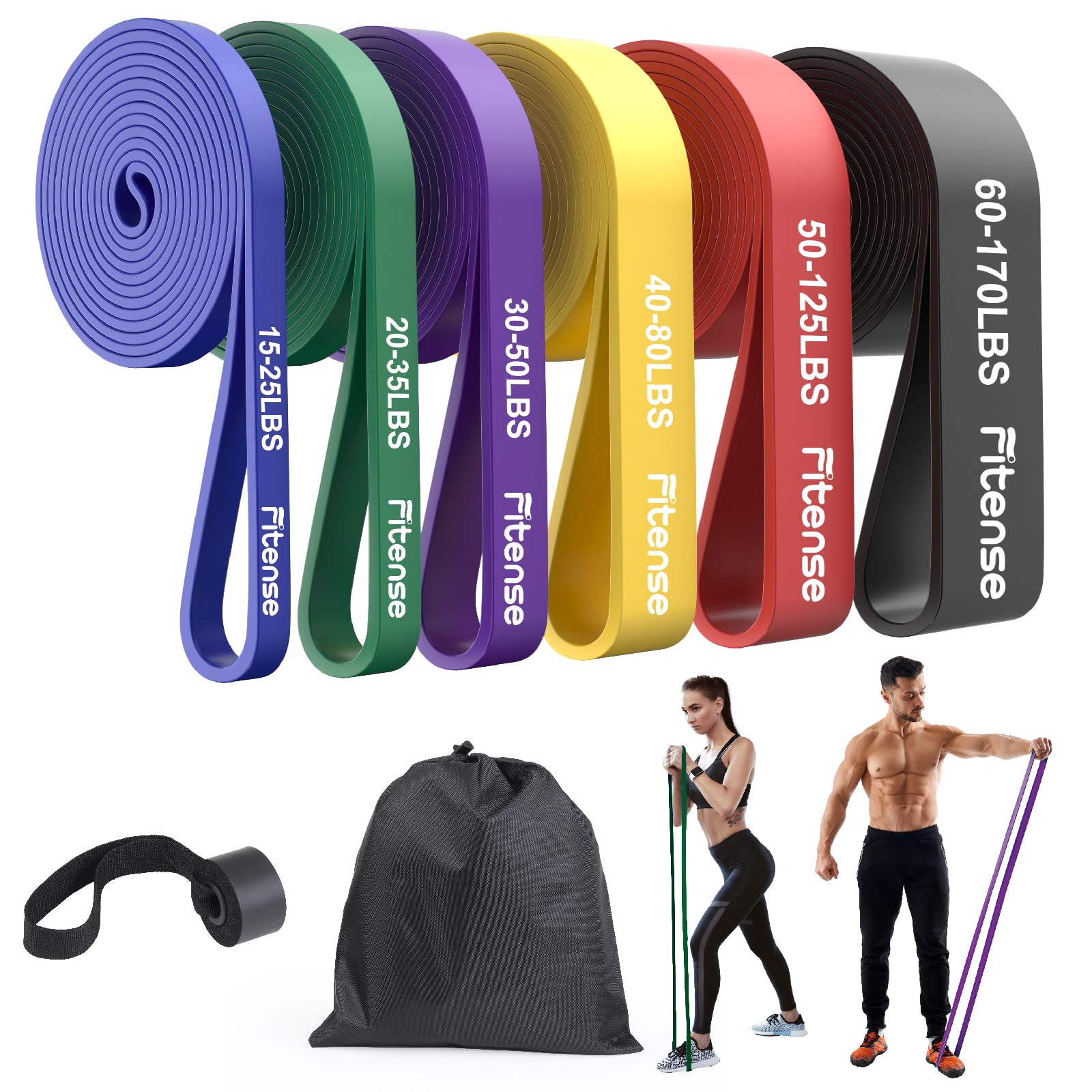 Fitense Resistance Bands Set 15-170lb with Anchor