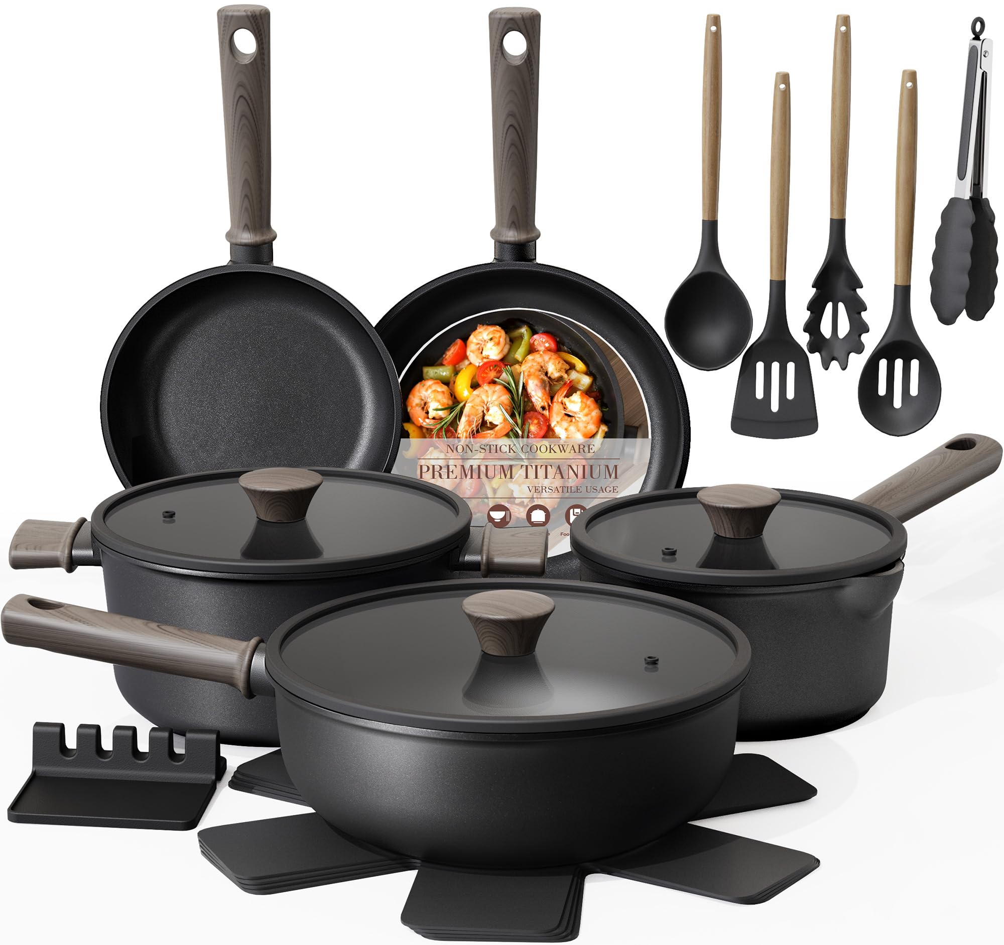 Astercook Black Titanium Nonstick Cookware Set