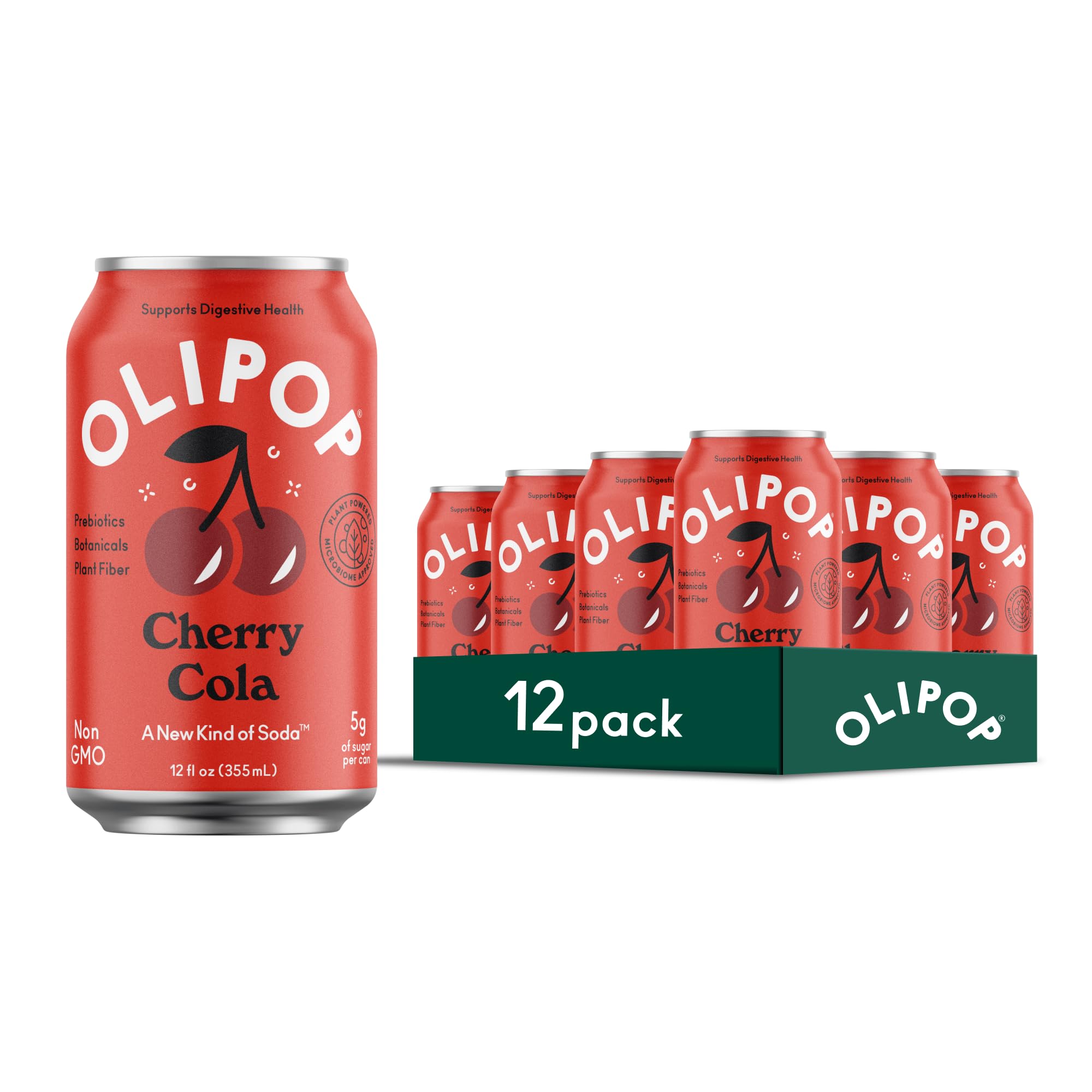 OLIPOP Cherry Cola Prebiotic 12oz Cans 12-Pack
