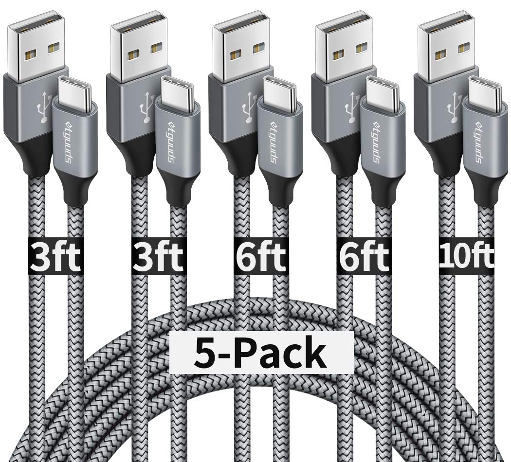 etguuds USB A to USB C Cable Fast Charging 5-Pack Gray