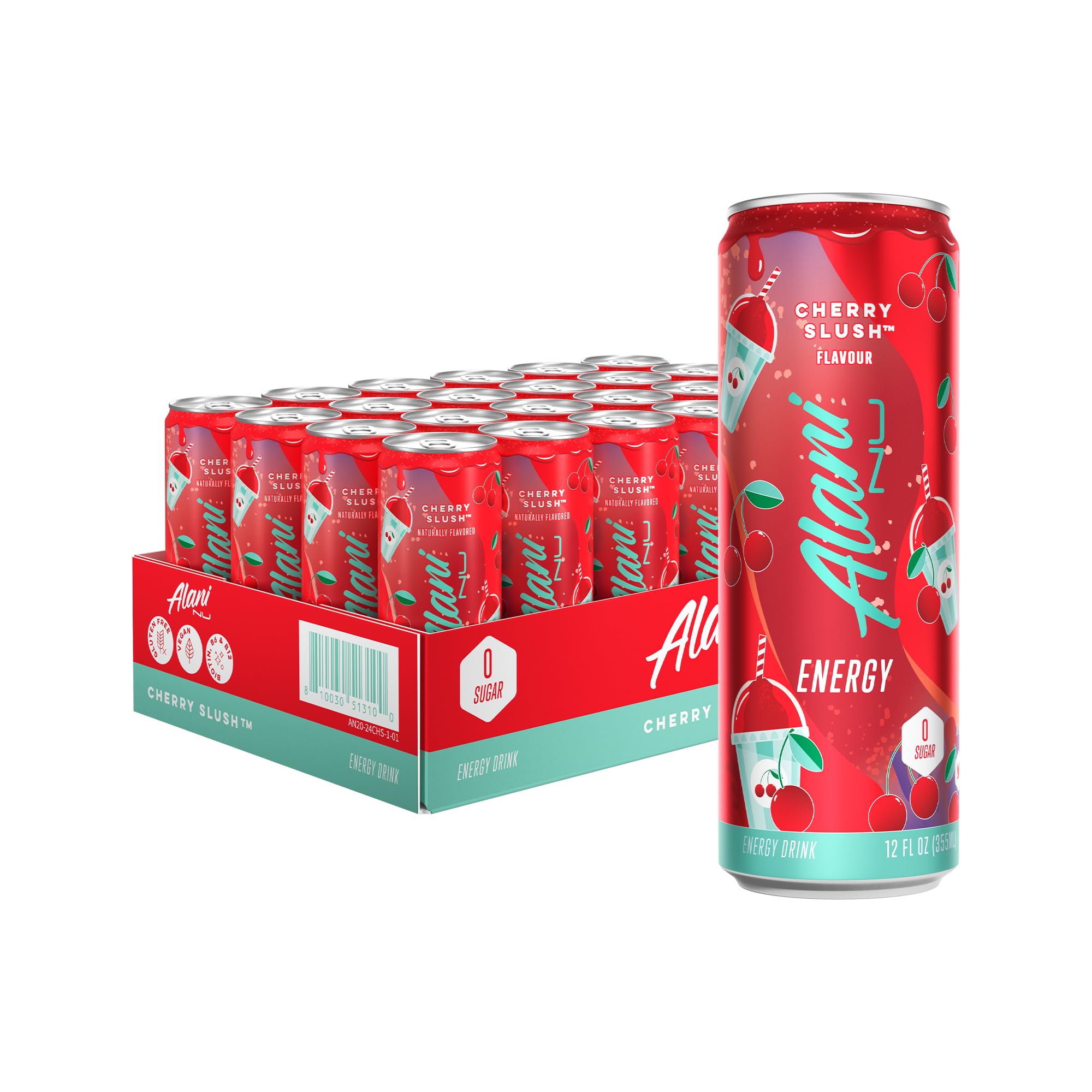 Alani Nu Cherry Slush Energy Drink 12oz Cans 24-Pack