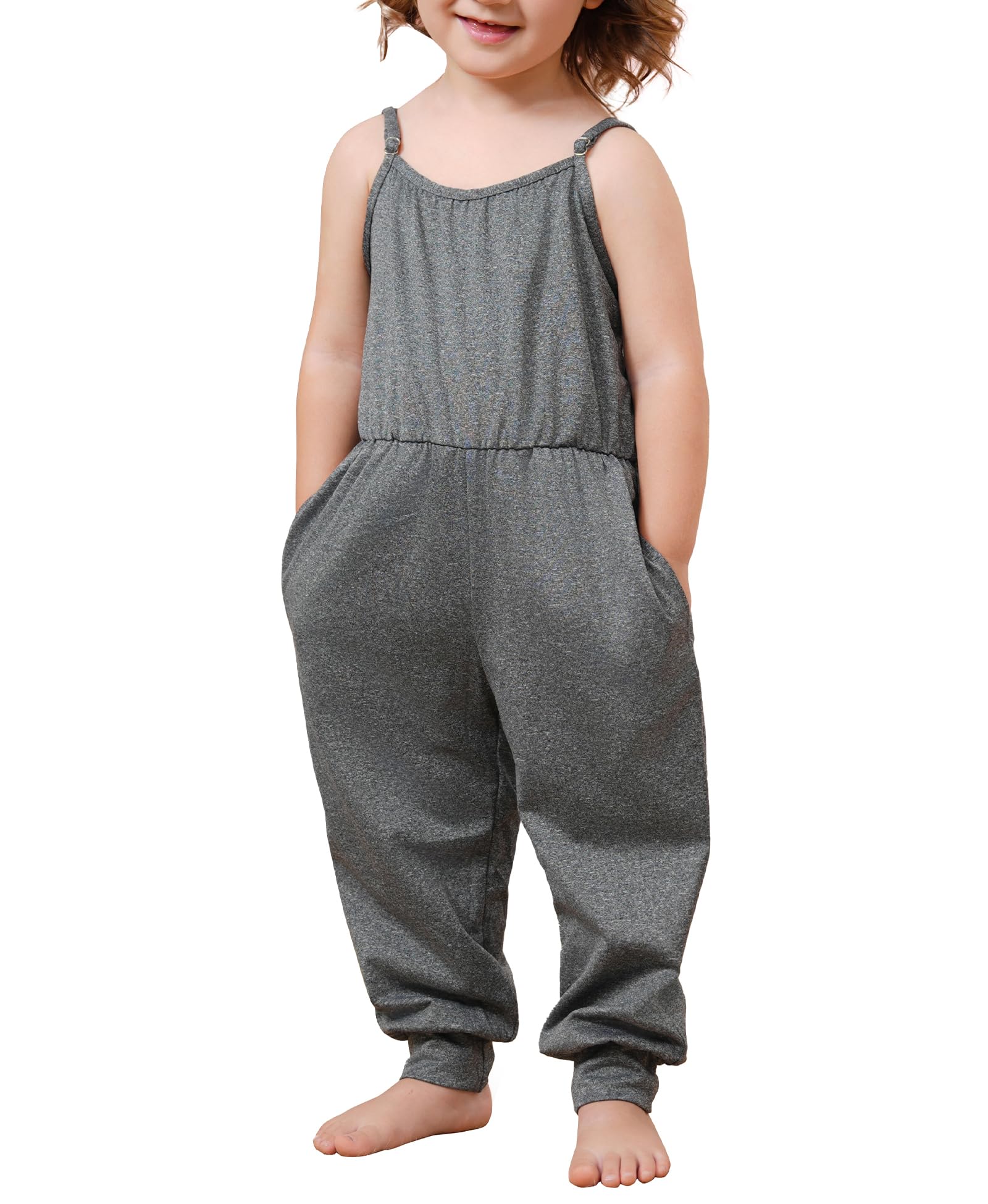 Ridgeís Toddler Girls Spaghetti Strap Romper Grey 3T