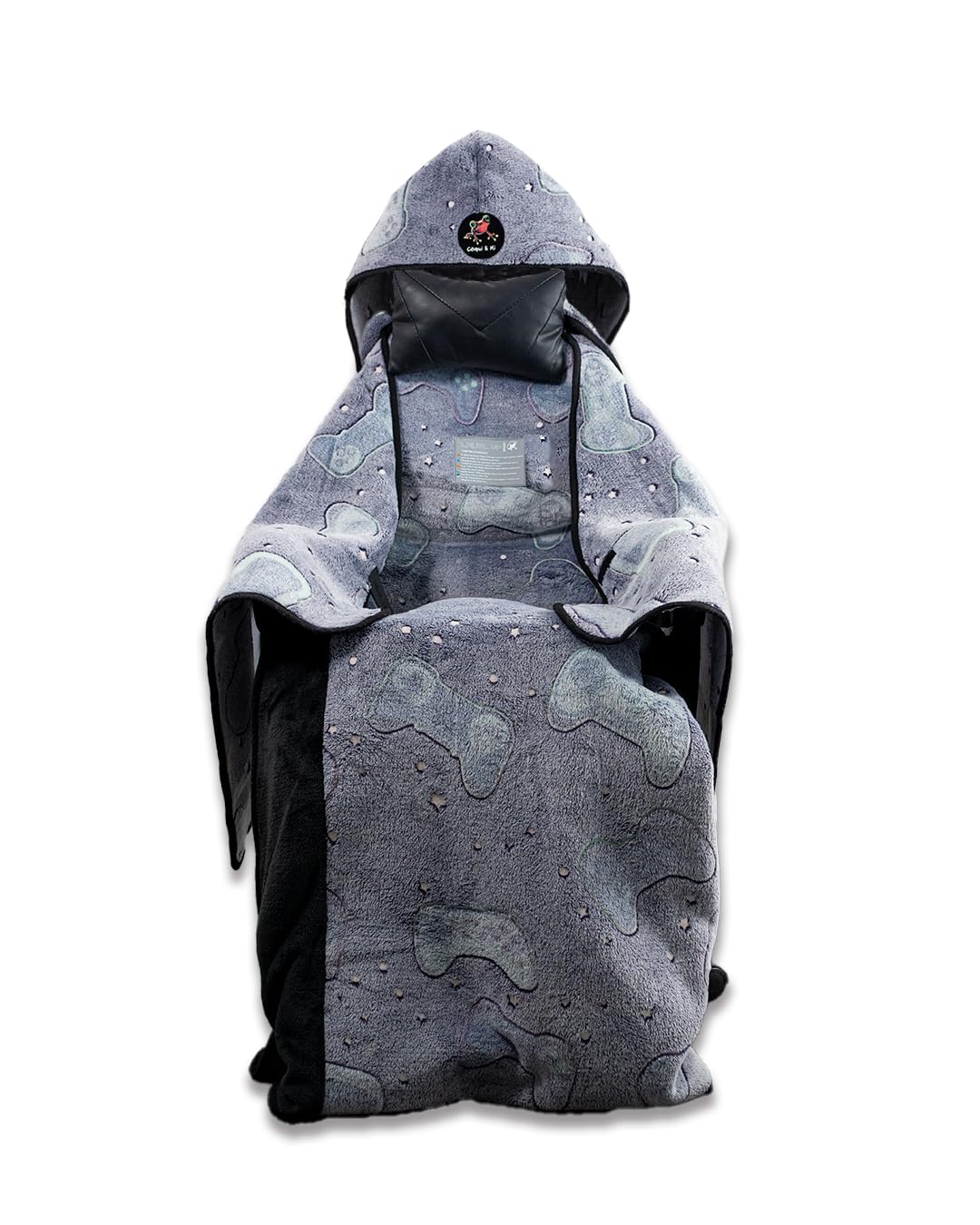 LEVEL UP Glow-in-Dark Gaming Chair Blanket Hooded