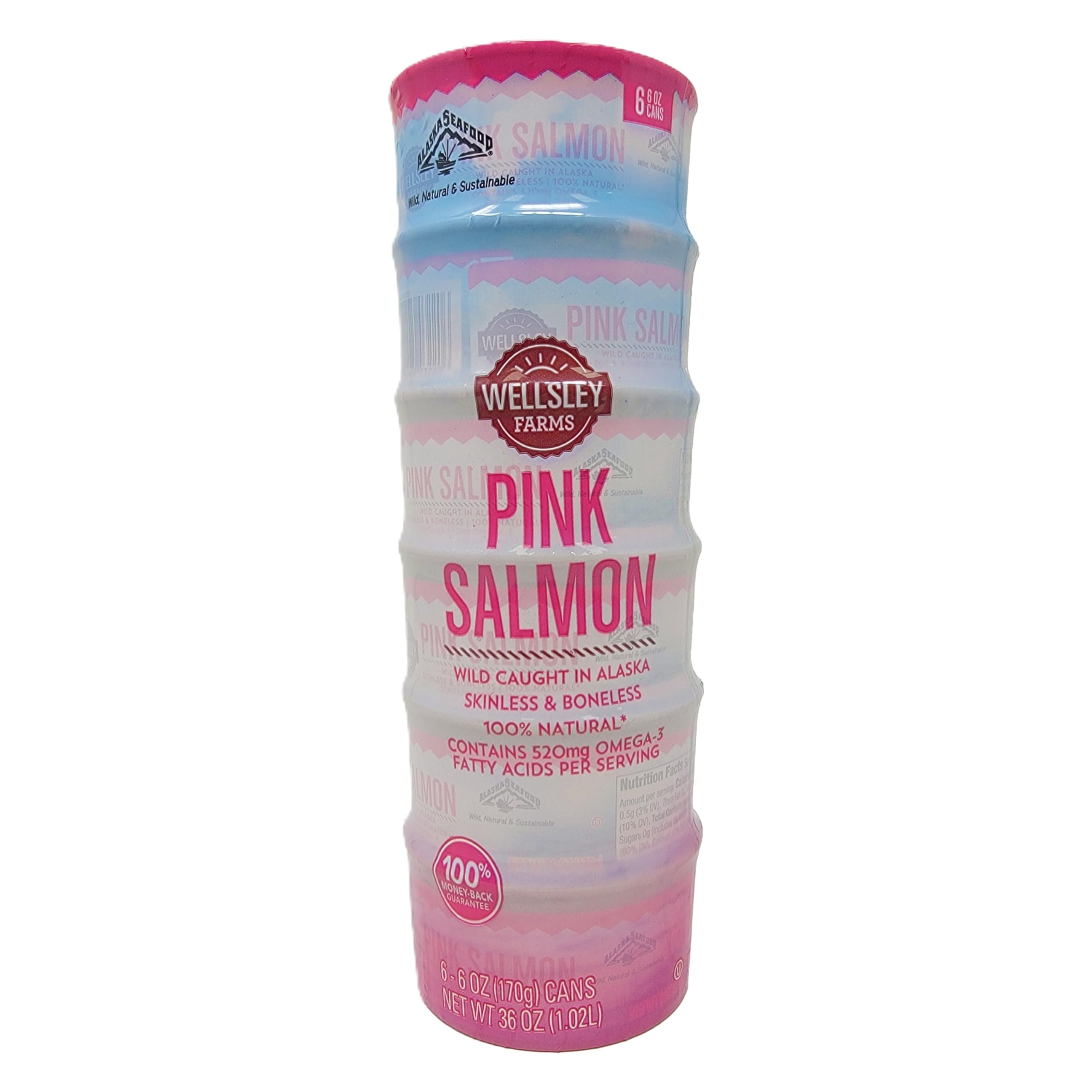 Wellsley Farms Pink Salmon Cans Wild Caught 6oz 6 Count