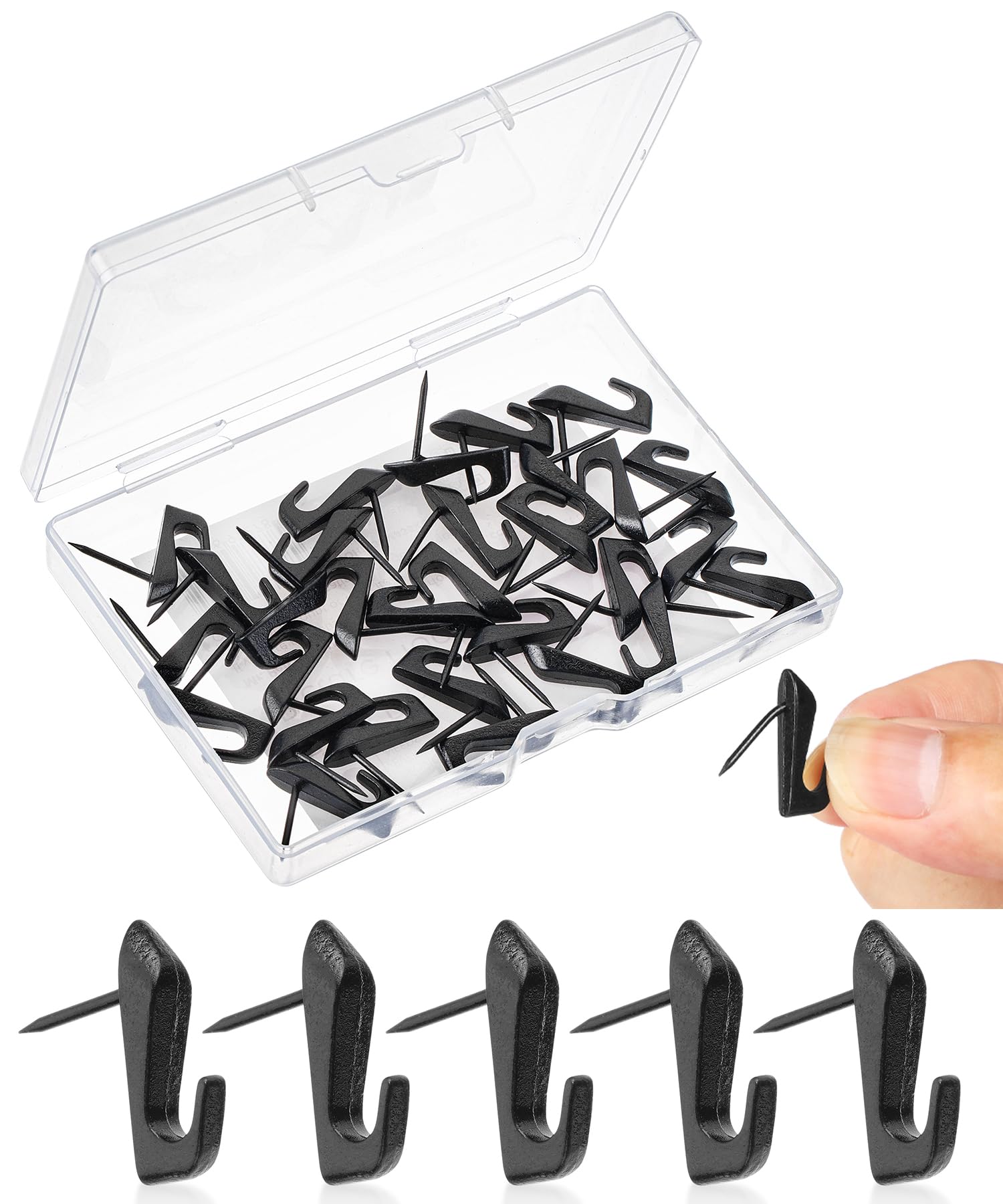Mr. Pen Push Pin Hooks Black 30-Pack