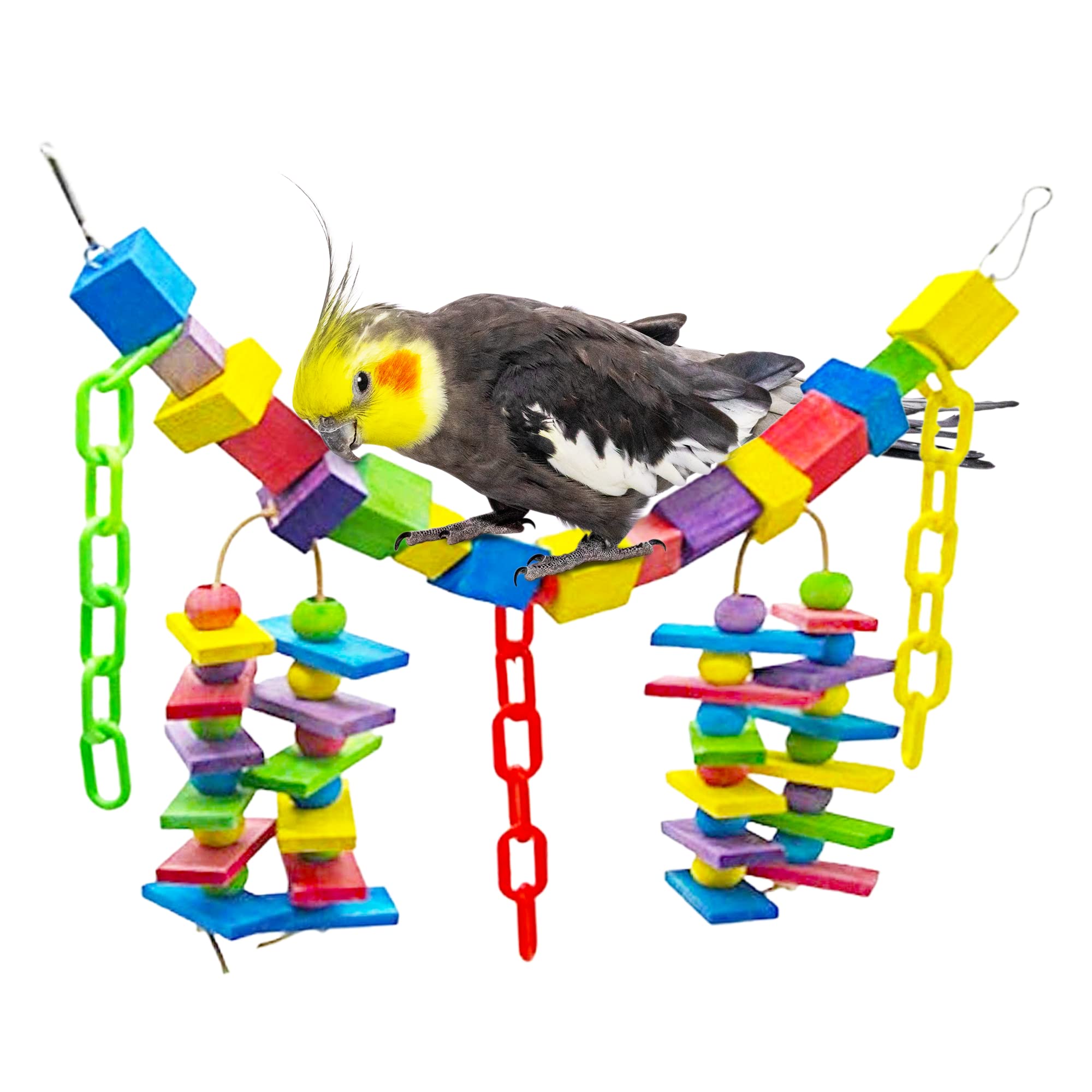 SunGrow Parrot Wooden Beads Chain Toy Multicolor