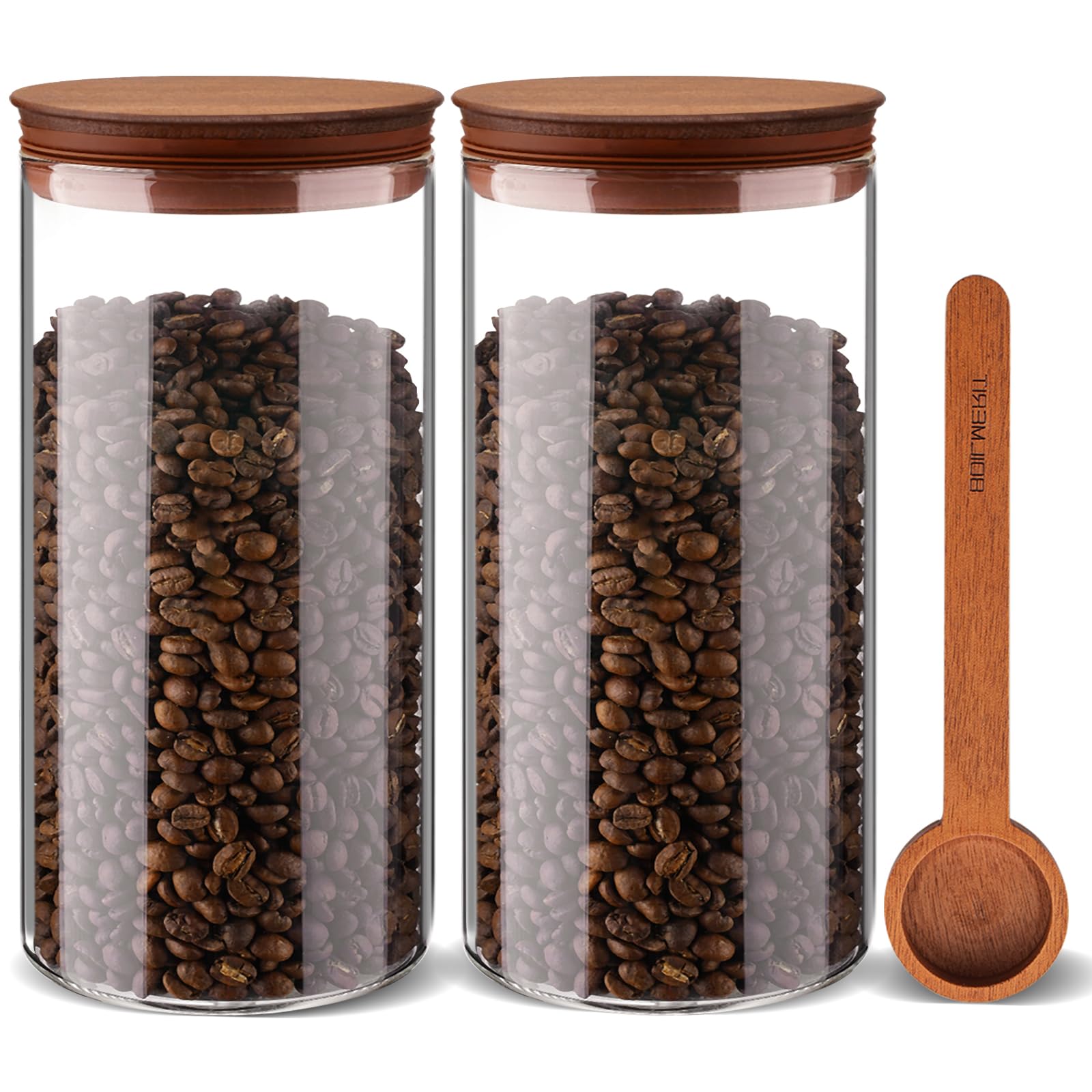 BOILMERIT Airtight Glass Coffee Canisters 50oz 2 Pack