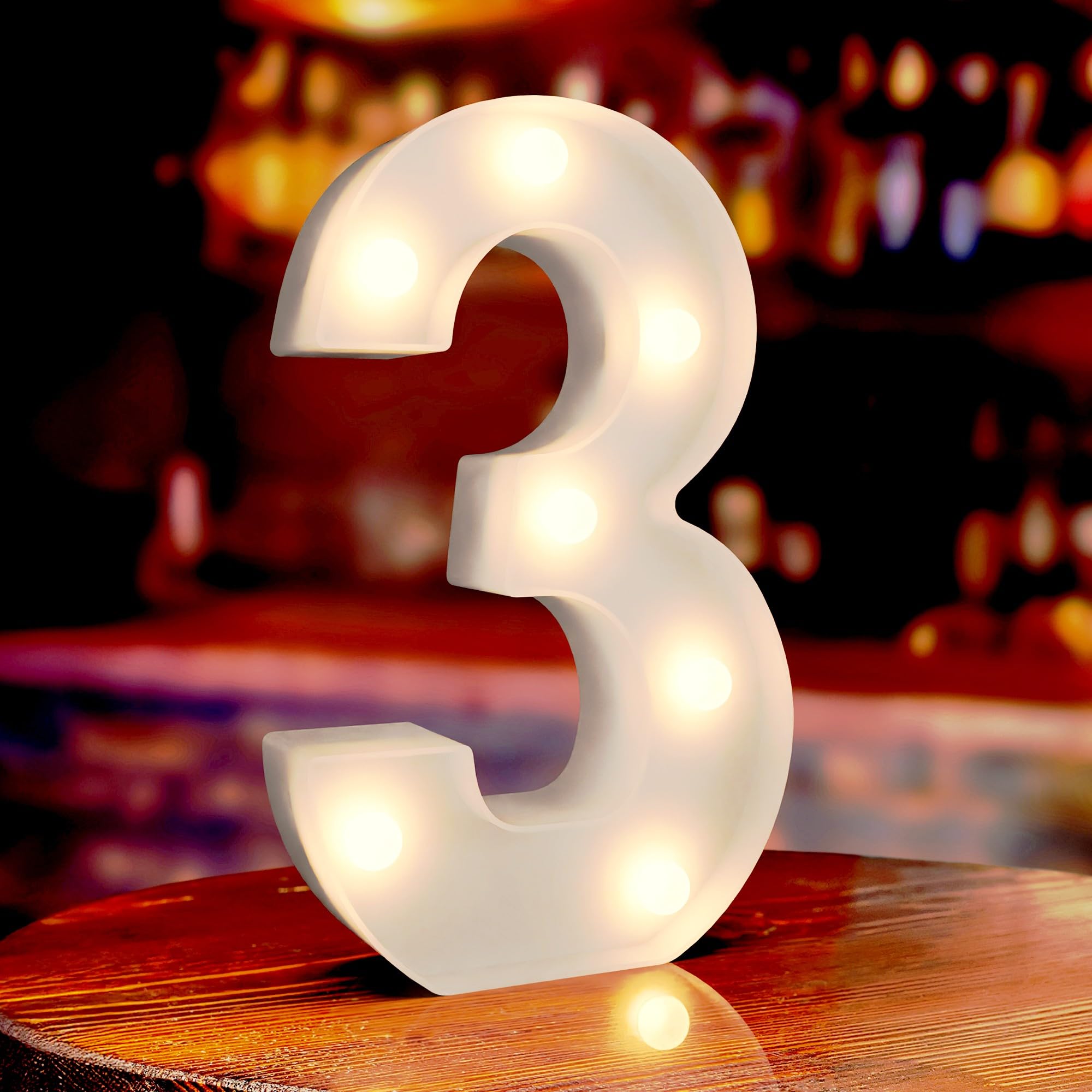 Marquee Light Up Number 3 Battery Powered