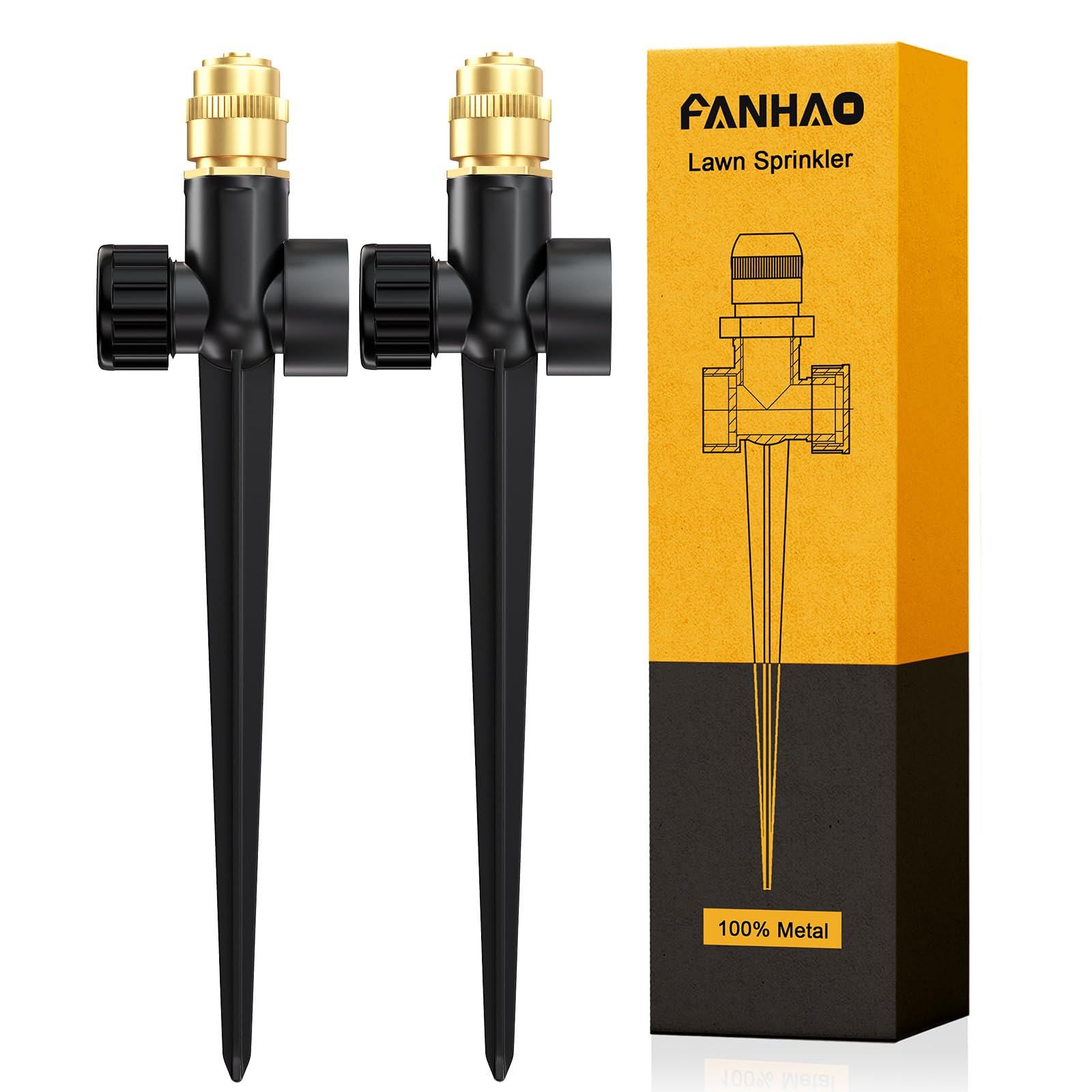 FANHAO Metal Lawn Sprinkler on Spike 2-Pack
