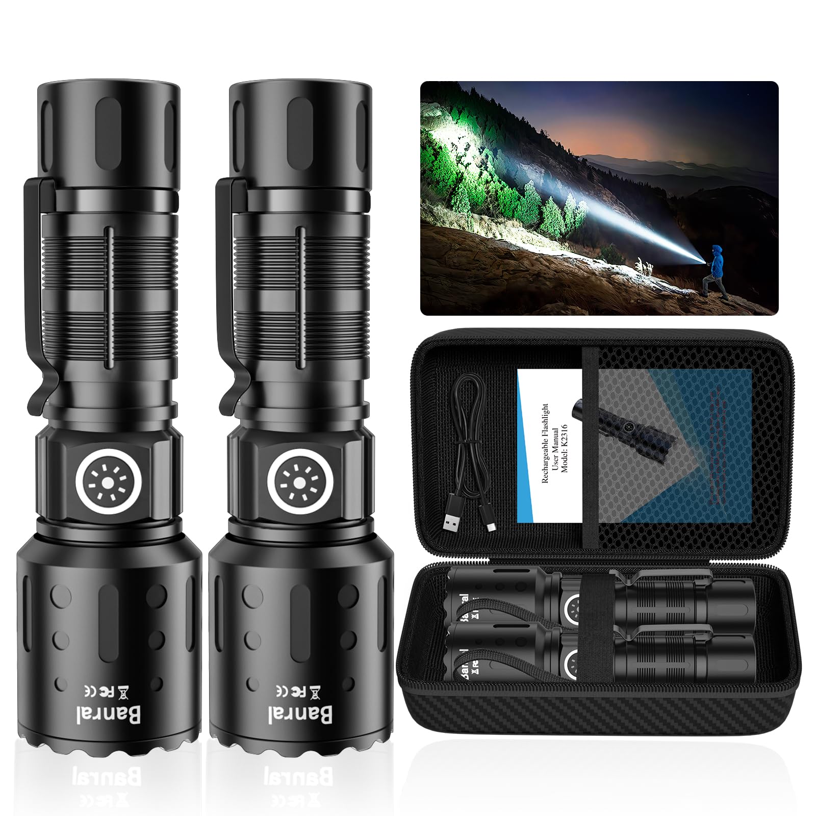 Rechargeable High Lumens Tactical Flashlight 6 Modes