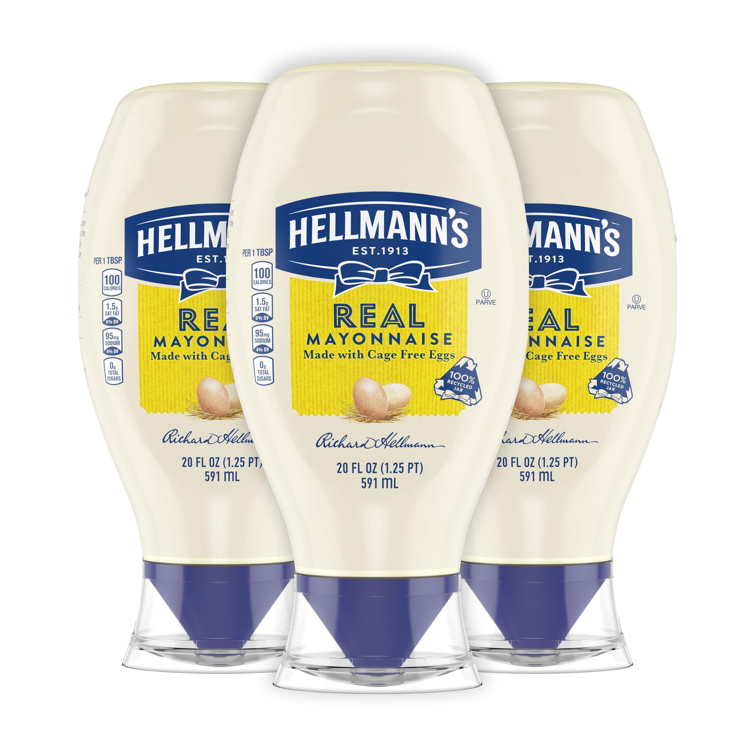 Hellmann's Real Mayonnaise Squeeze Bottles 20oz 3 Count