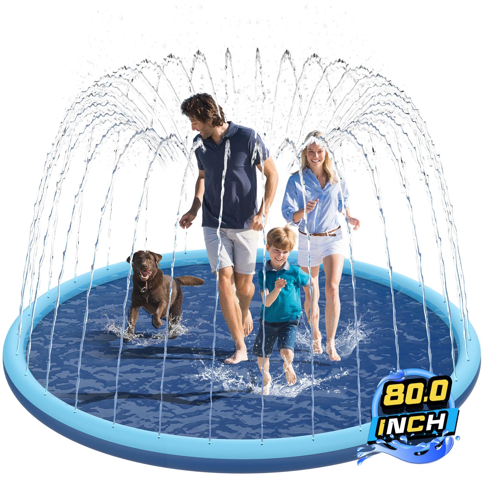 Non-Slip Splash Pad Extra Large 80 Inch Blue