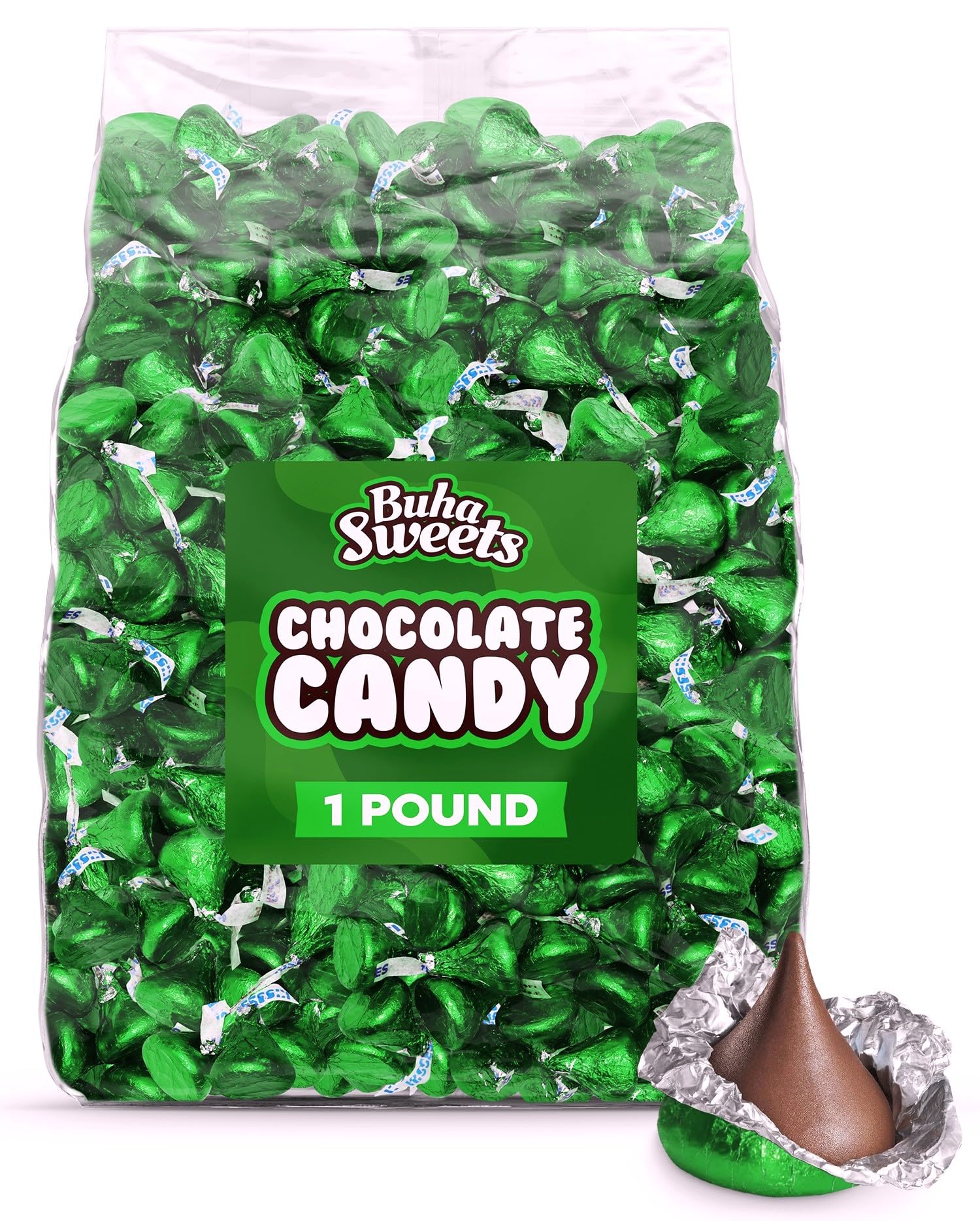 Milk Chocolate Candy Green Foil Bulk 1lb