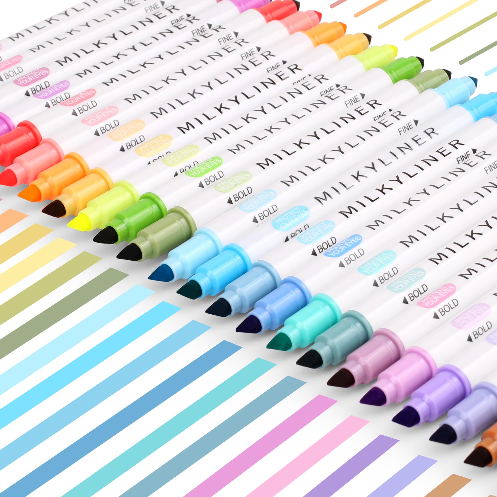 HANKU Pastel Highlighters Retro Colors 24-Pack Dual Tip