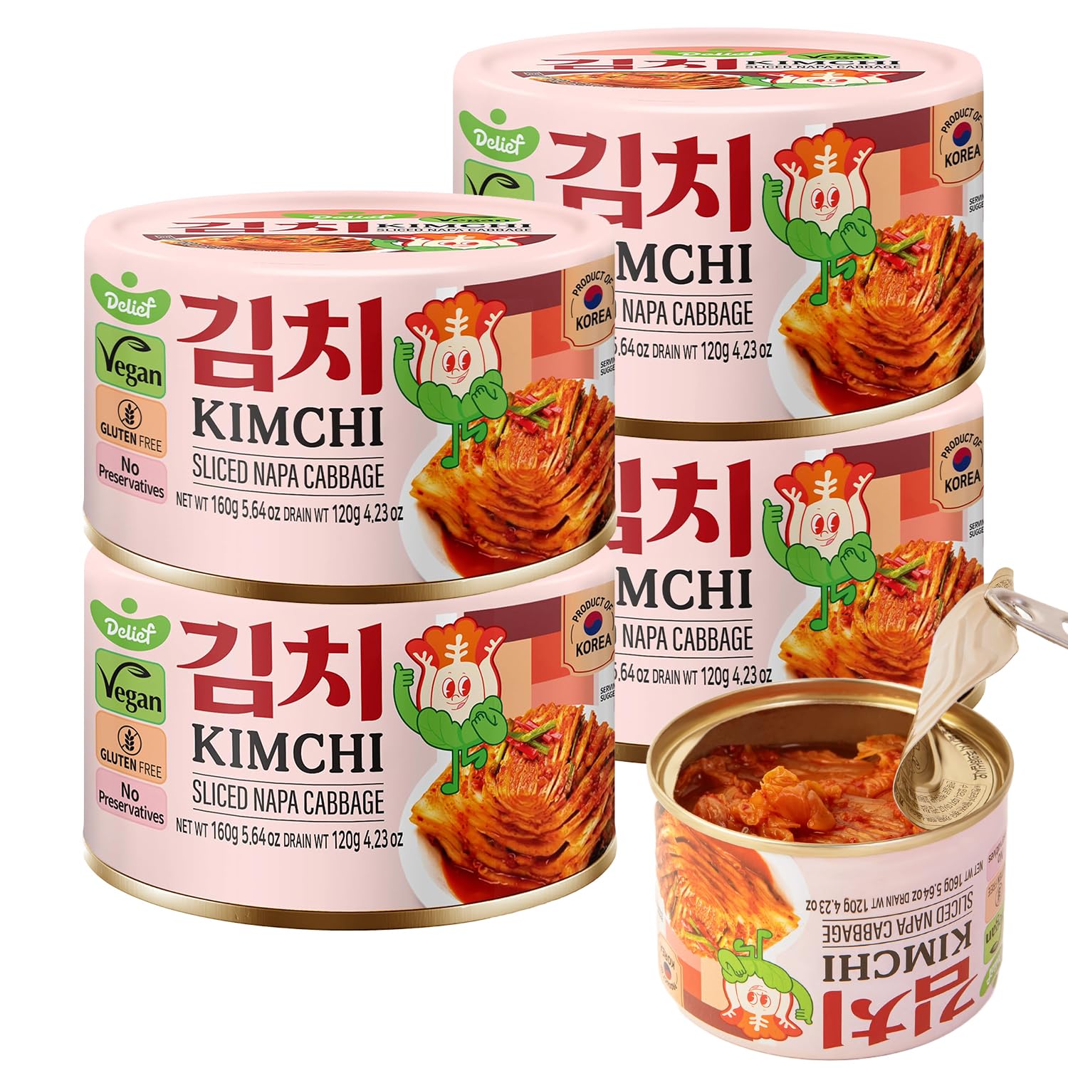 DELIEF Spicy Kimchi Canned 5.64oz 4-Pack