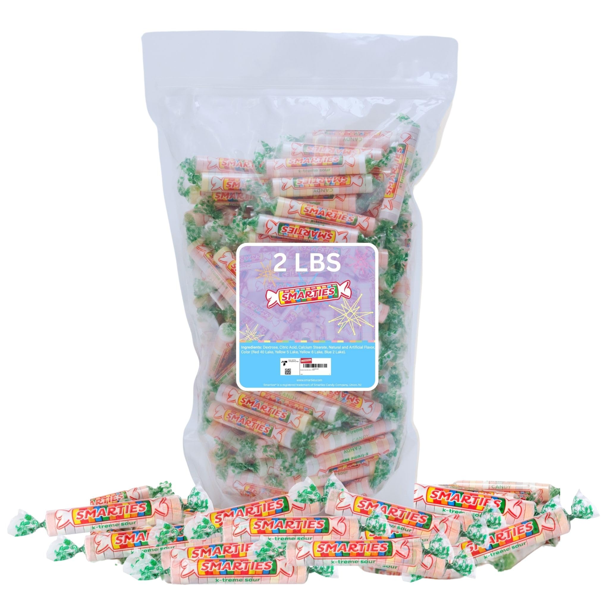 Smarties X-treme Sour Candies Bulk Bag 2lb