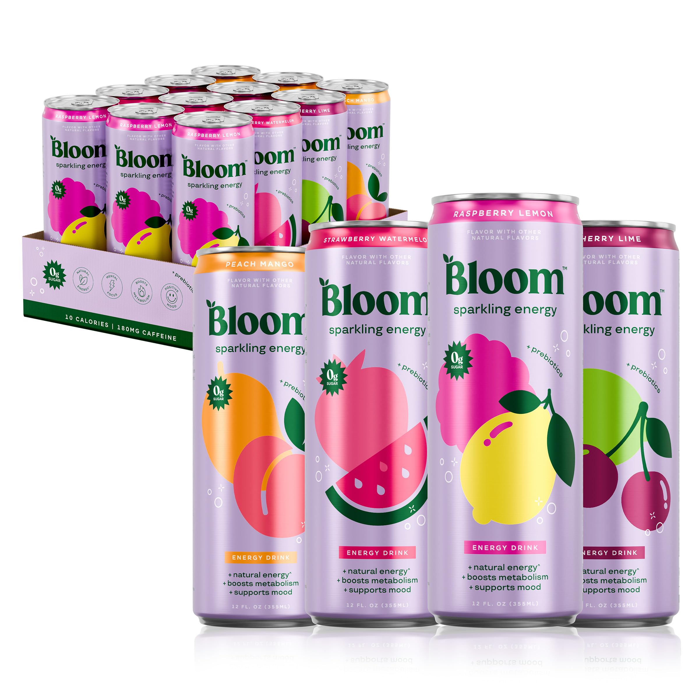 Bloom Nutrition Sparkling Energy Variety 12oz Cans 12-Pack