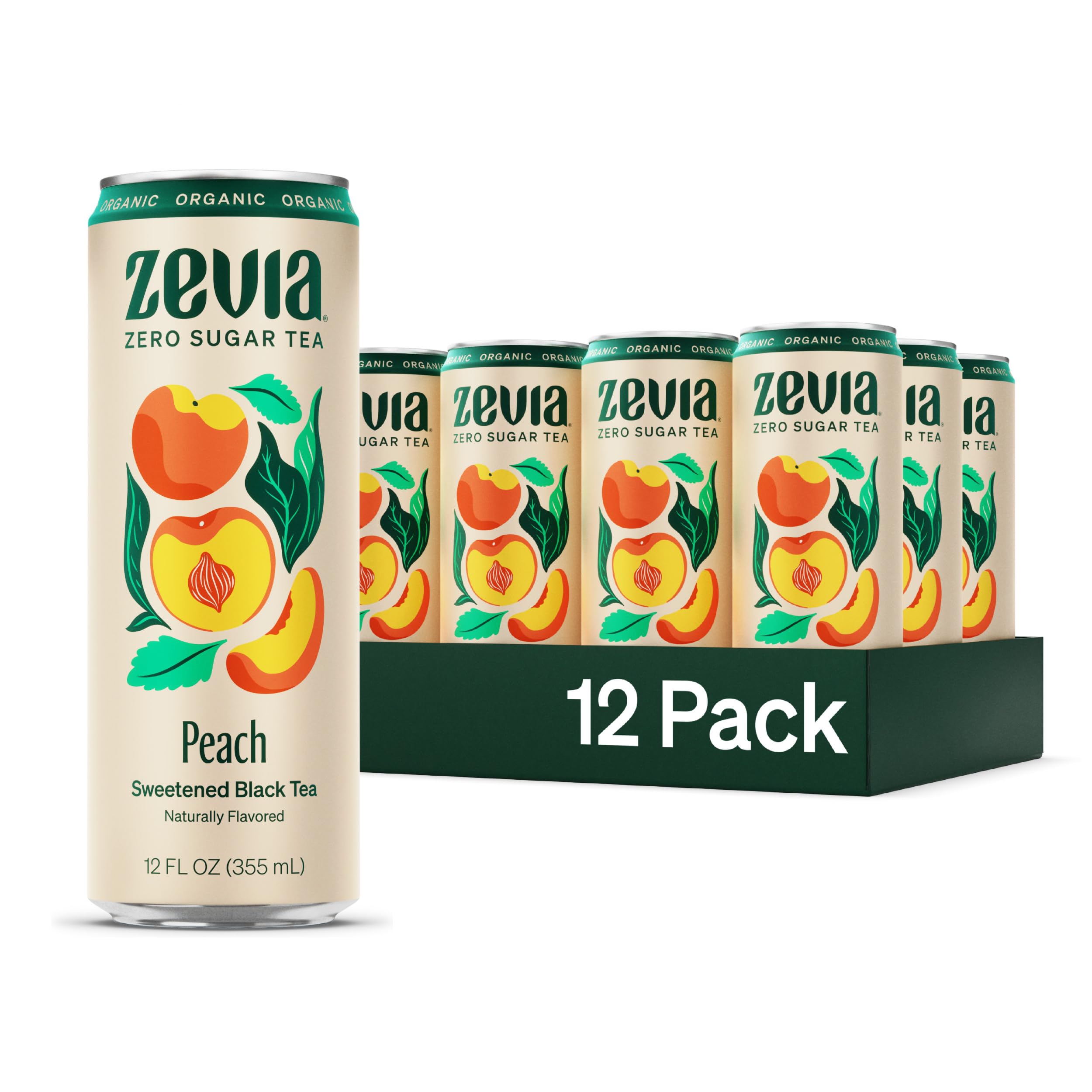 Zevia Peach Black Tea 12oz Cans 12-Pack