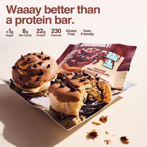 Legendary Foods 22g Protein Roll Milk Chocolate, 0g added Sugar, Gluten Free Bar, Keto Low Carb Snack, 2.4oz