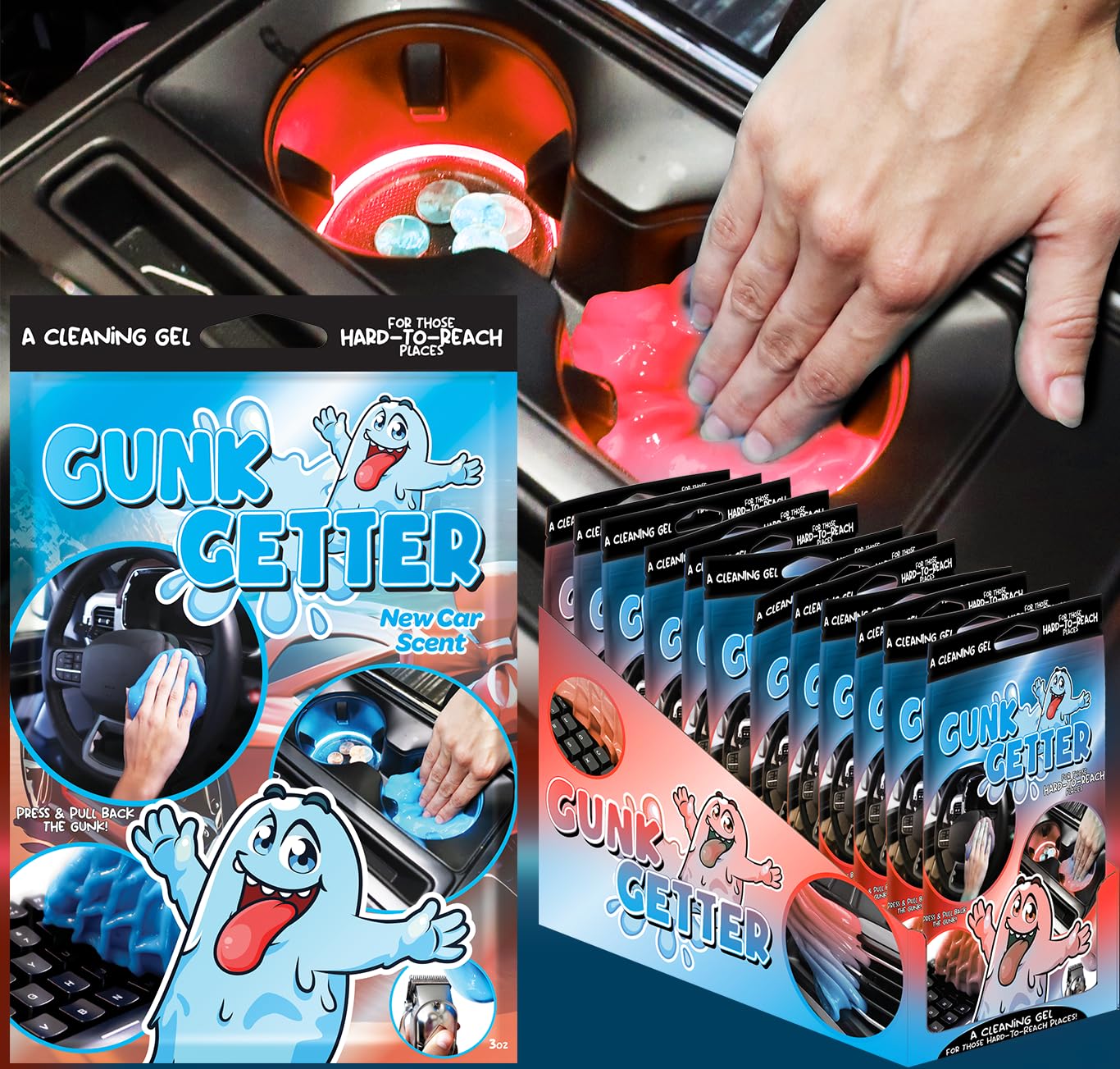 Gunk Getter Car Cleaning Gel New Car 12-Pack