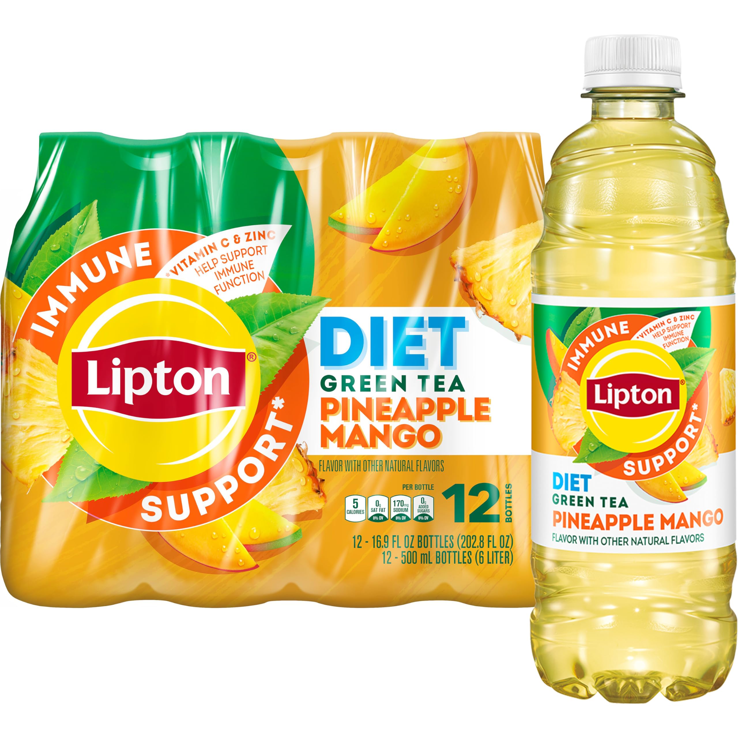 Lipton Diet Pineapple Mango Immune Tea 16.9oz 12-Pack