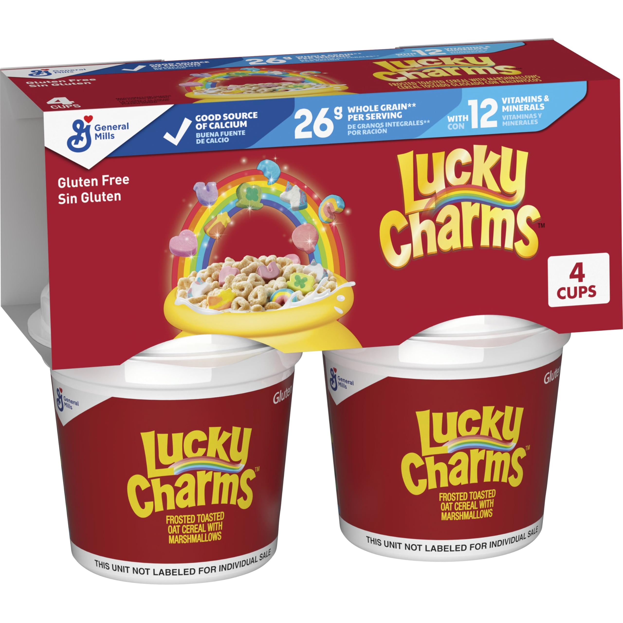 Lucky Charms Cereal Cups 6.8oz 4-Pack
