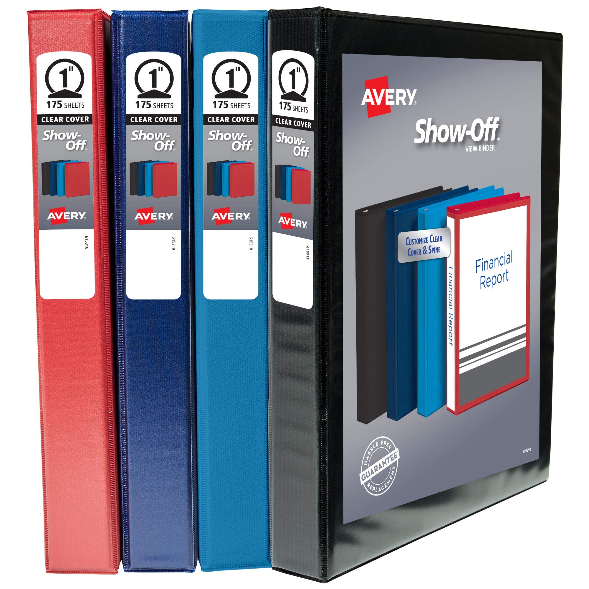 Avery Show Off View Binders 1 Inch 4-Pack Assorted