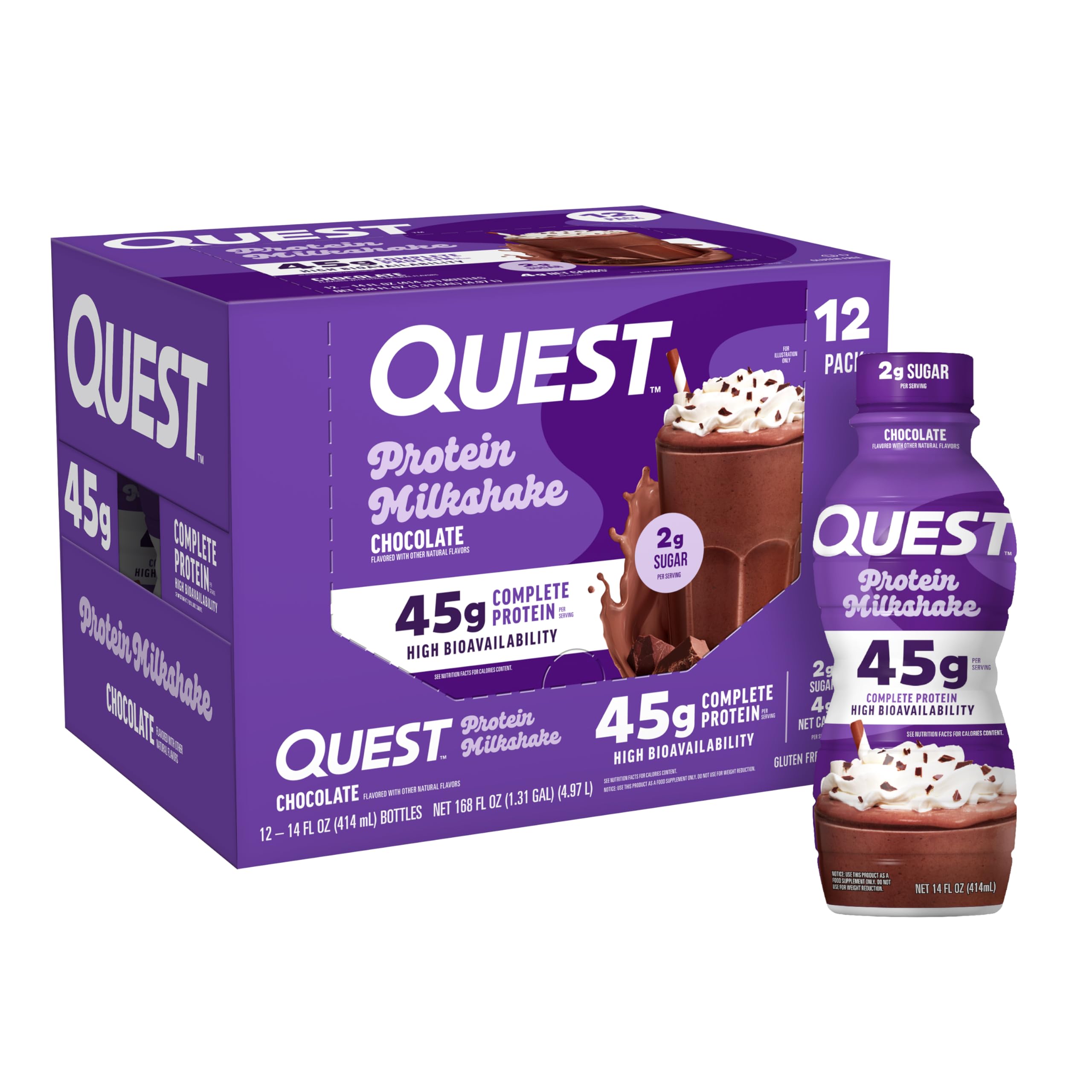 Quest Chocolate High Protein Shake 45g 12 Count