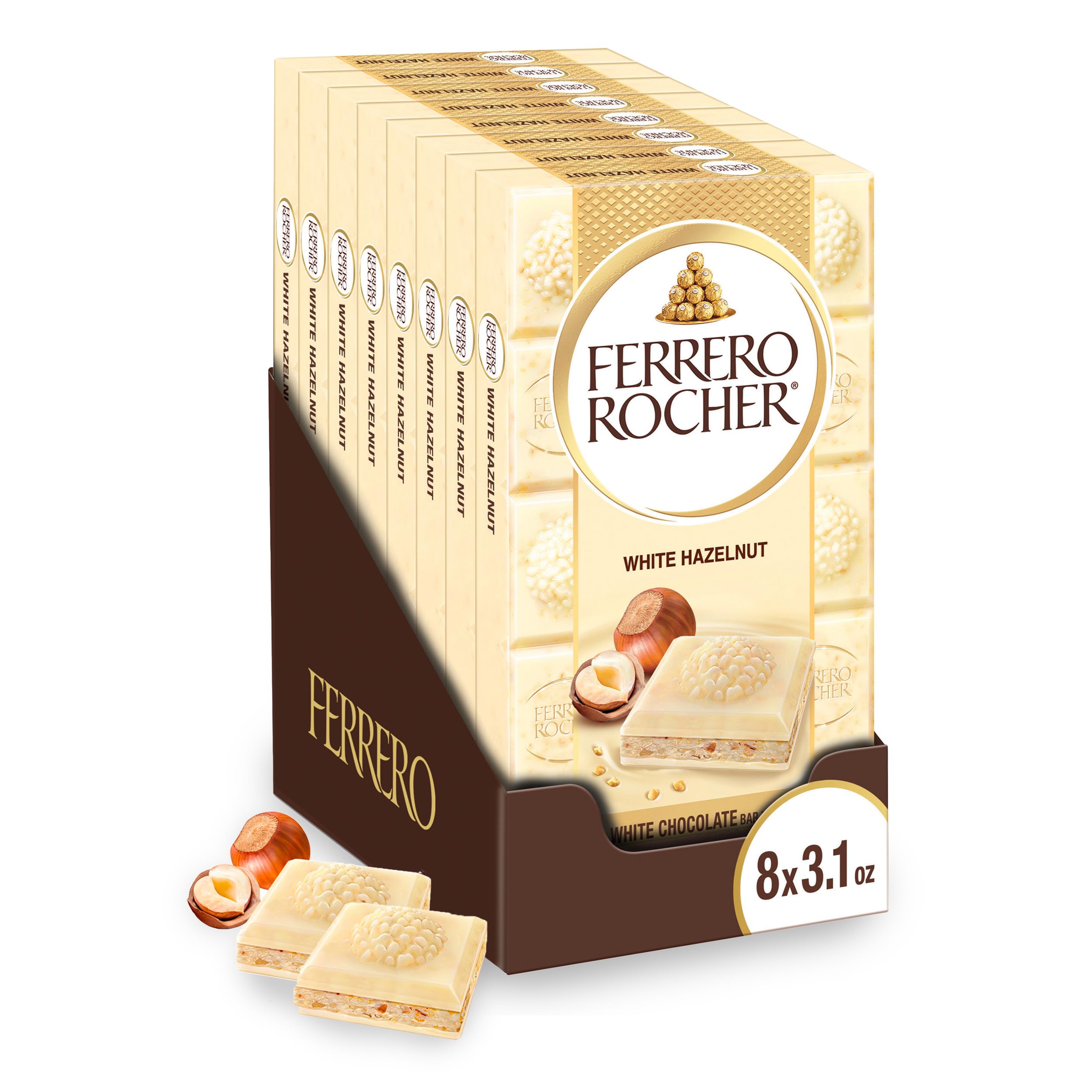 Ferrero Rocher White Chocolate Hazelnut Bar 3.1oz 8 Count
