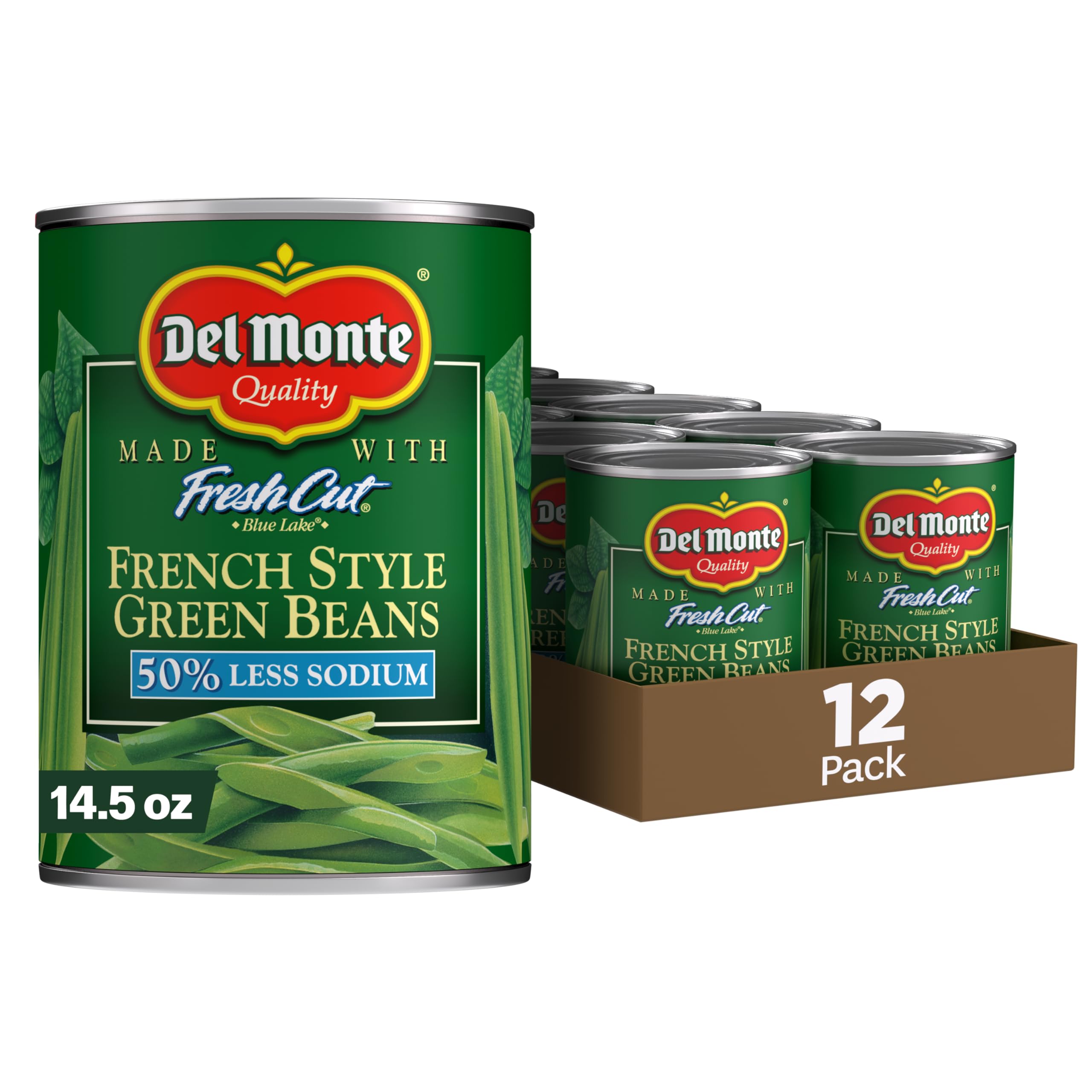 Del Monte French Style Green Beans Low Sodium 14.5oz 12 Pack