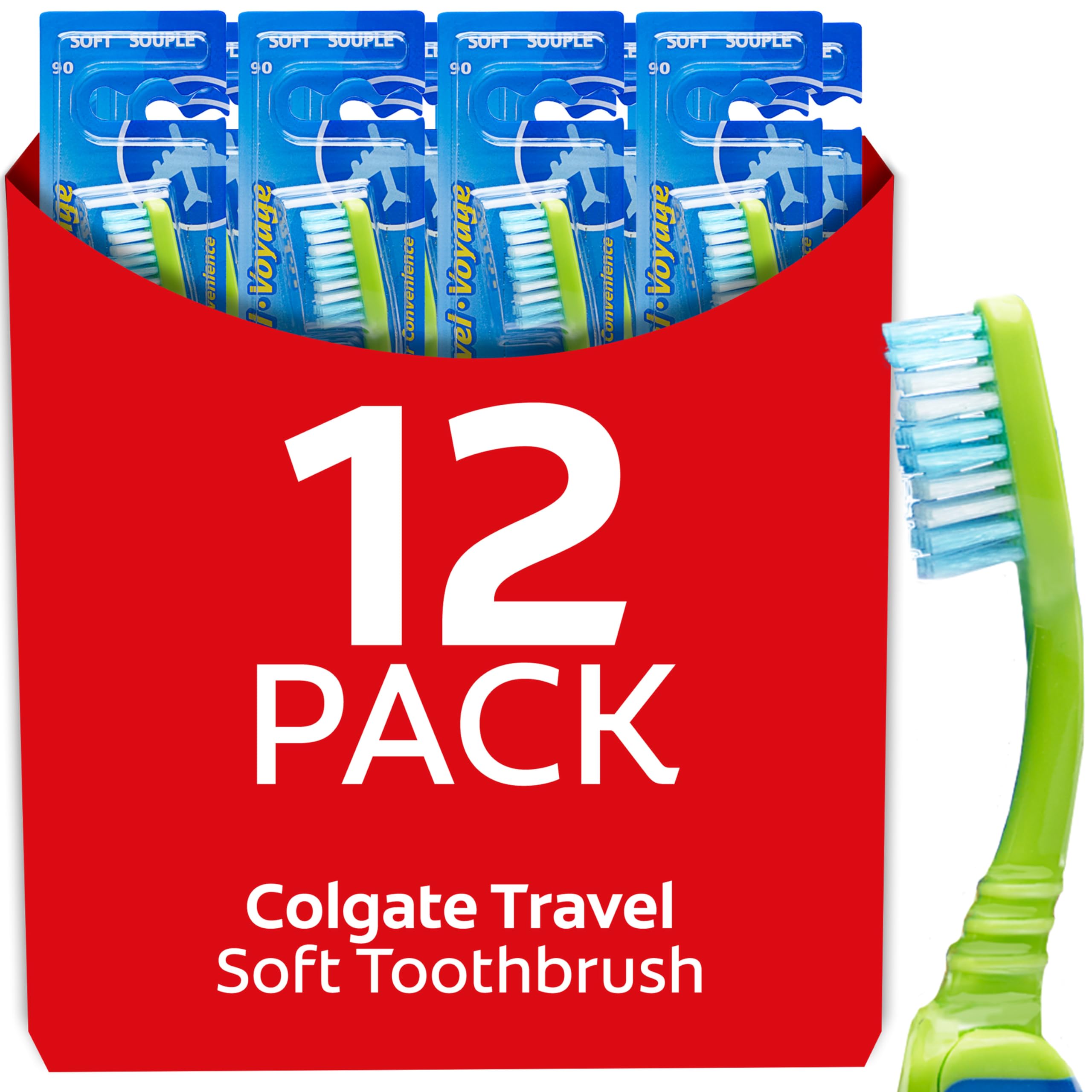 Colgate Travel Voyage Toothbrush, Pack of 12 (Color May Vary)