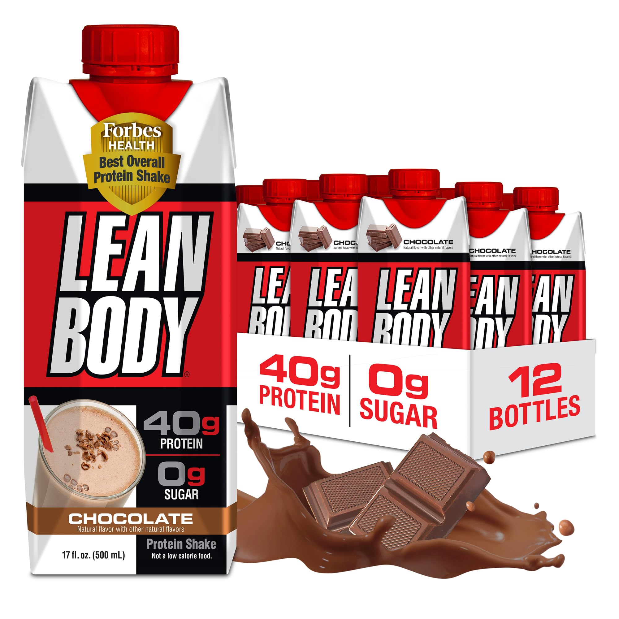 Labrada Lean Body Ready-to-Drink Chocolate Protein Shake, 40g Protein, Whey Blend, 0 Sugar, Gluten Free, 22 Vitamins & Minerals, LABRADA, 17 Fl Oz