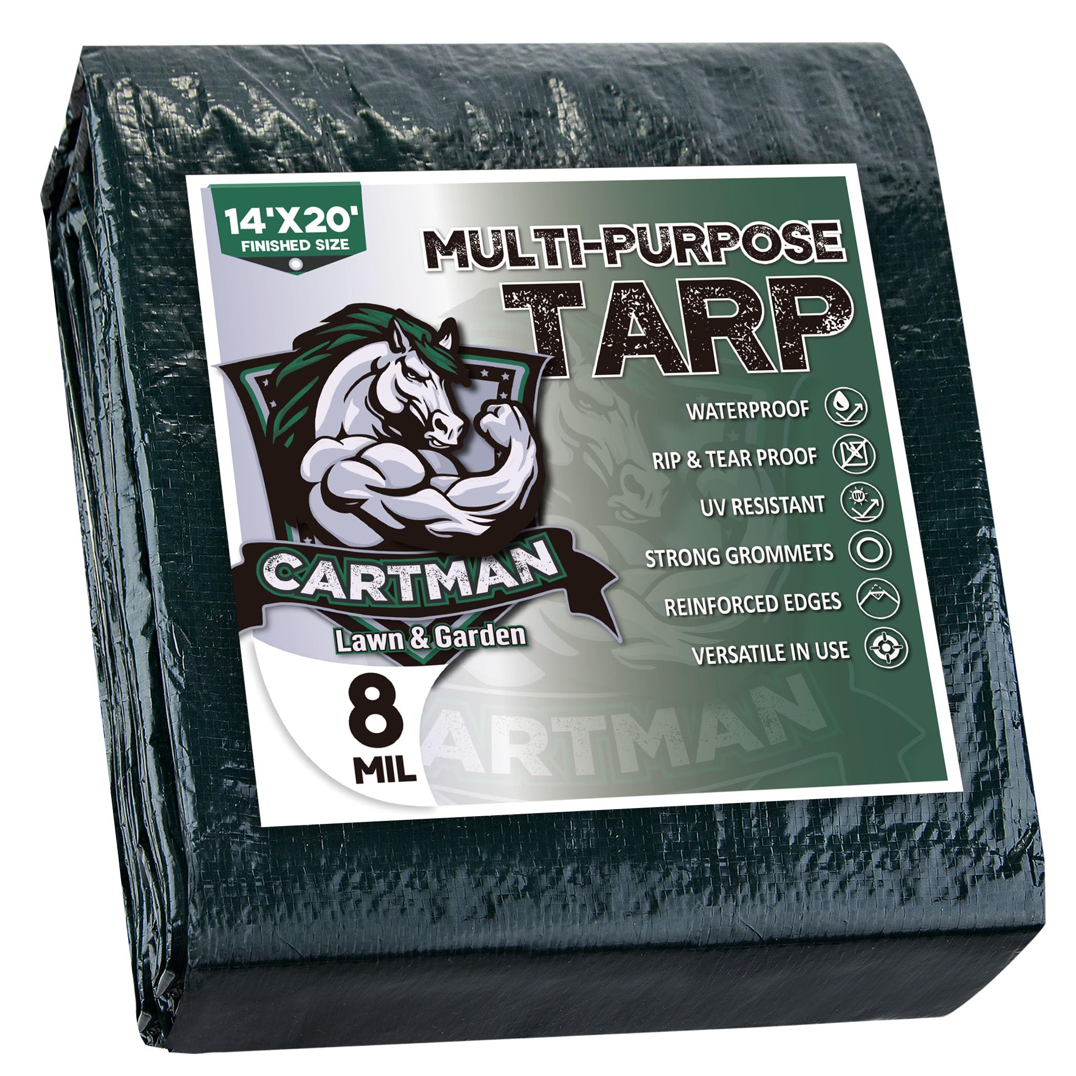 CARTMAN Waterproof Green Tarp 14x20ft 8mil