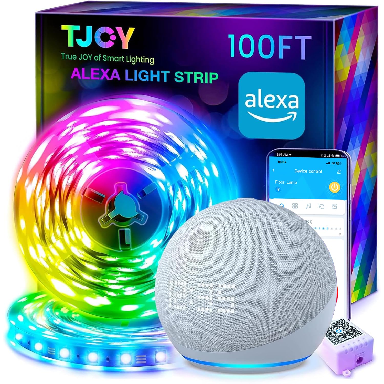 TJOY Smart LED Strip Lights 100ft RGB Alexa