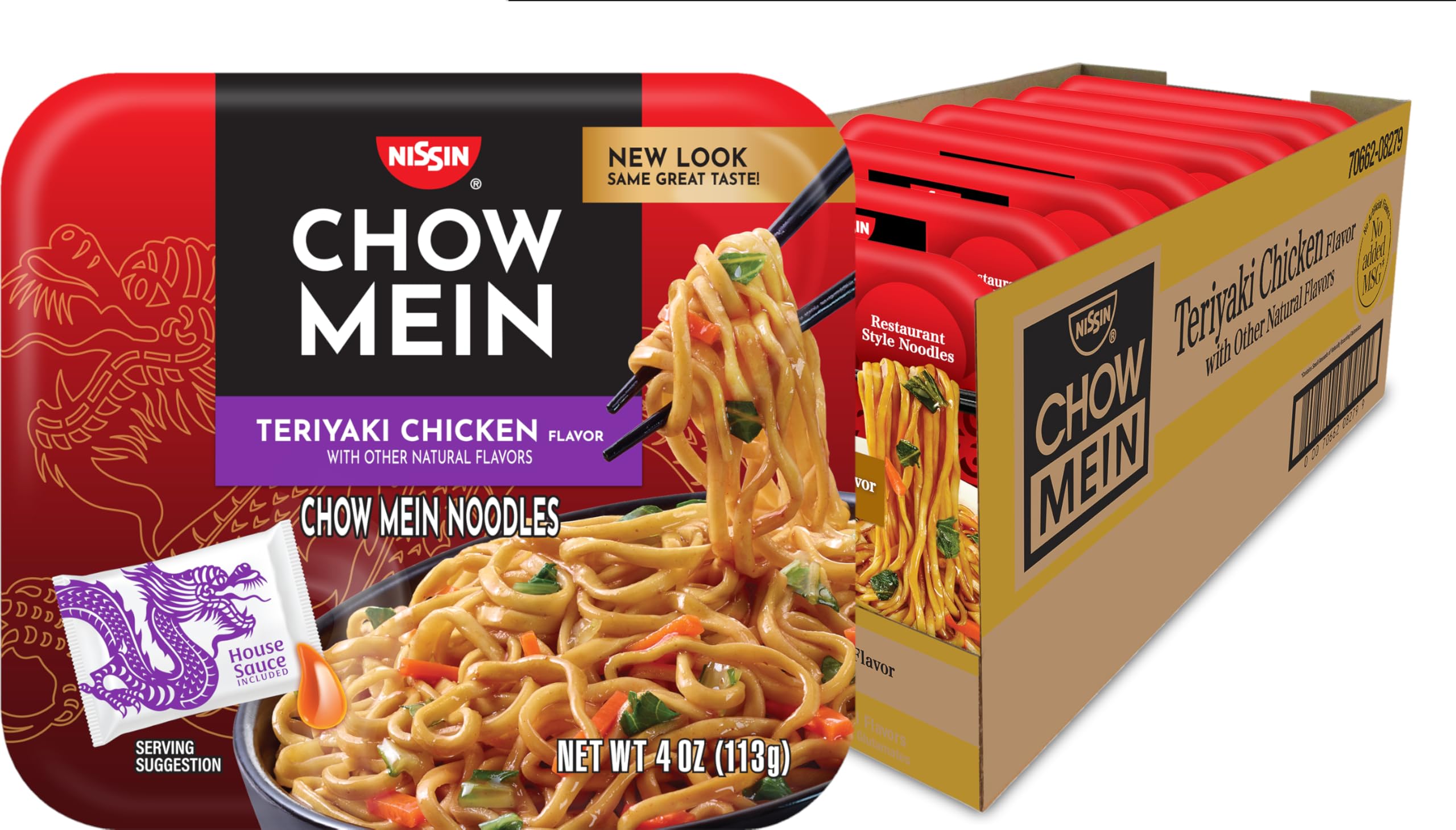 Nissin Chow Mein Noodles, Teriyaki Chicken, 10g Protein, 4 Ounce (Pack of 8)