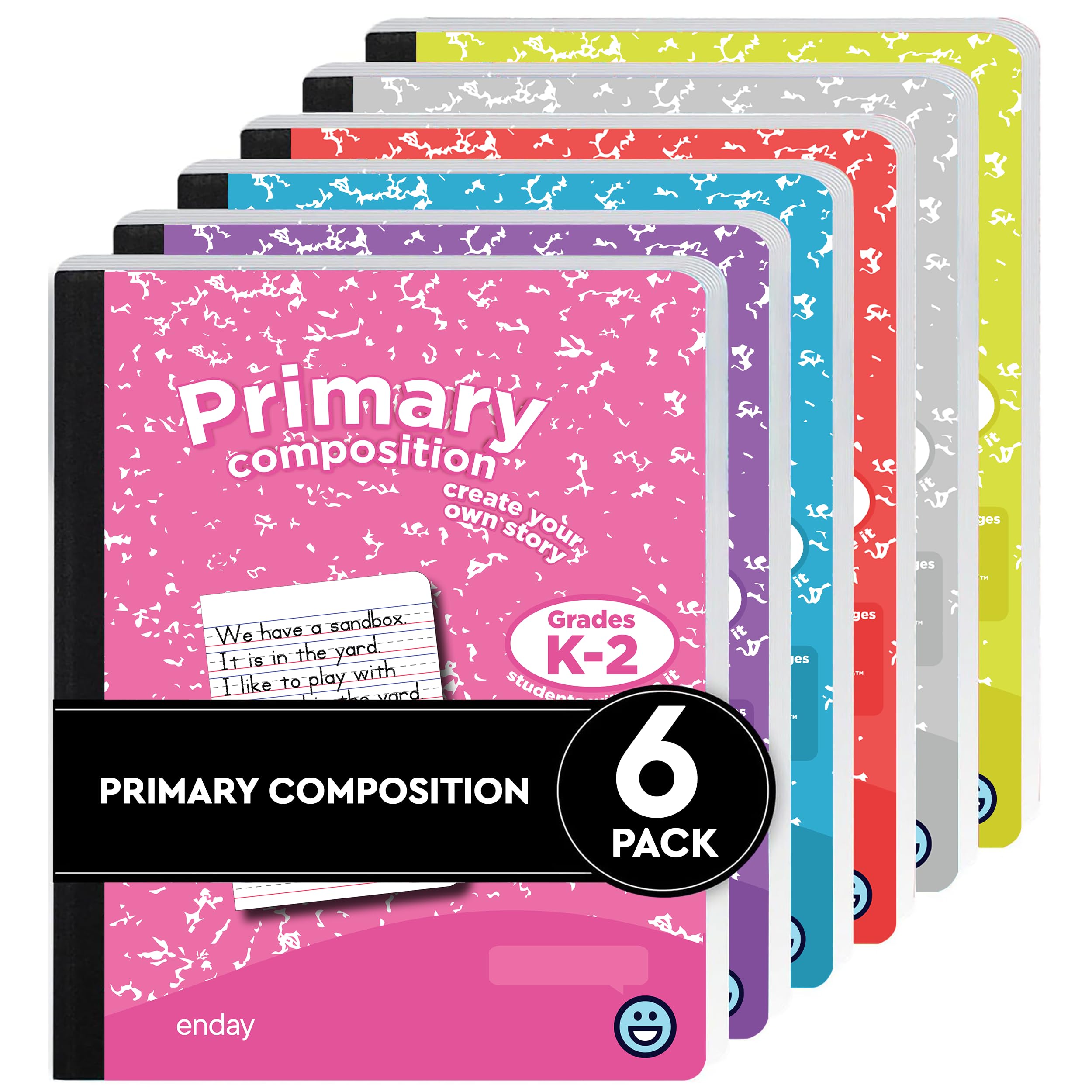 Enday Primary Composition Notebooks K-2 6-Pack Assorted