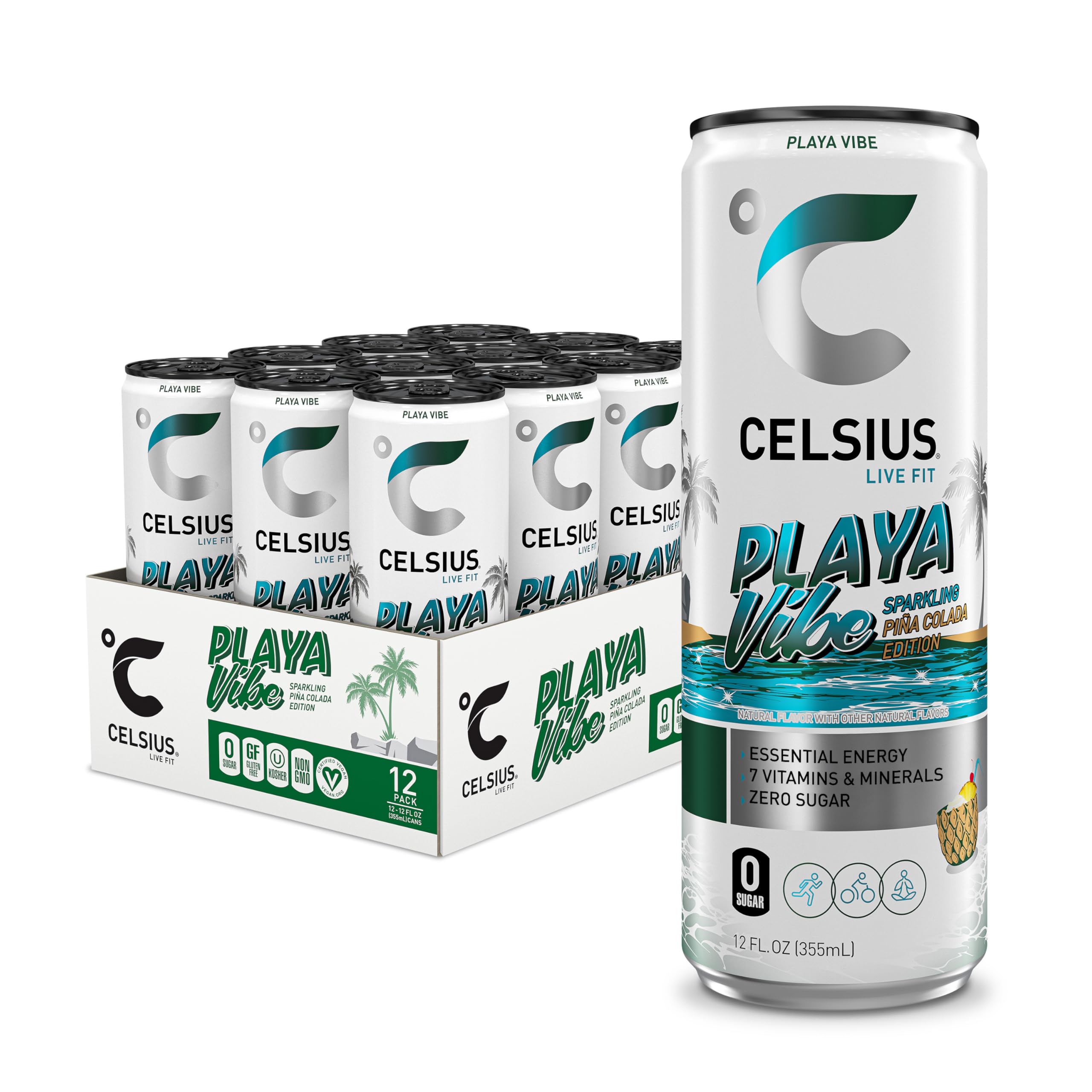 CELSIUS Playa Vibe Piña Colada Energy 12oz Cans 12-Pack