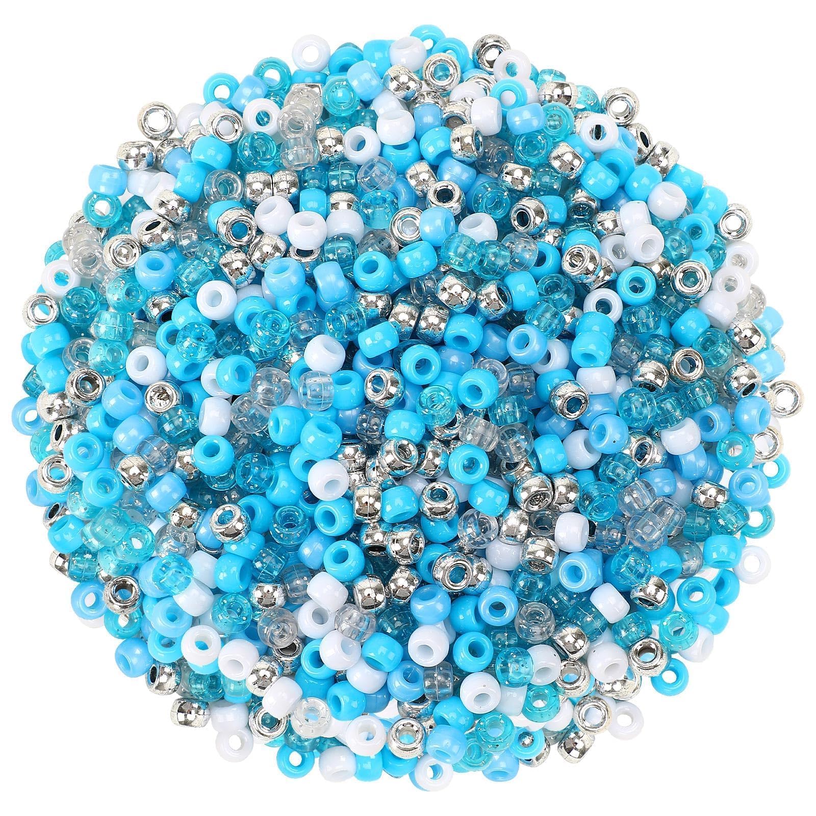 1200-Pc Winter Pony Beads Blue White Mix