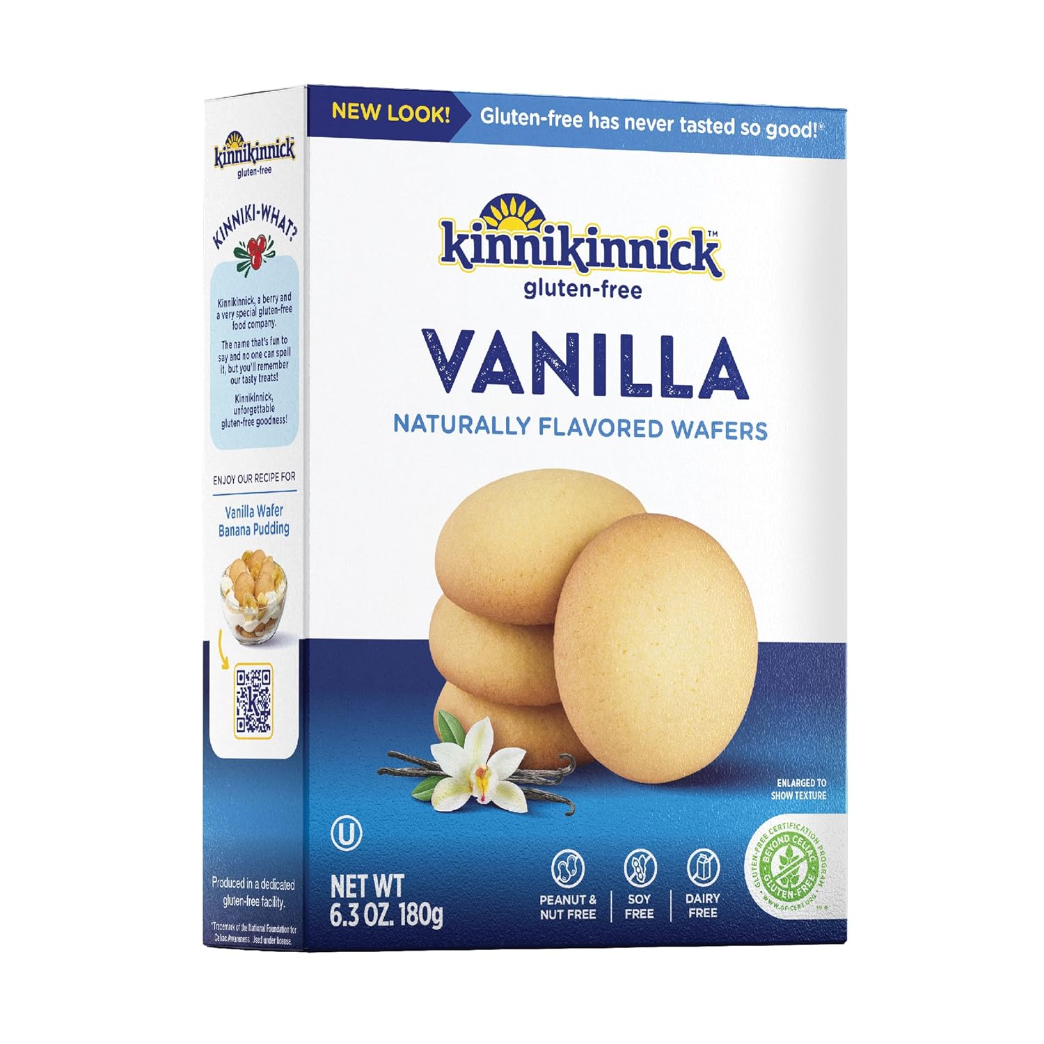 Kinnikinnick Gluten Free Vanilla Wafers, 6.3 oz Box, Allergy Friendly, Dairy Free, Kosher