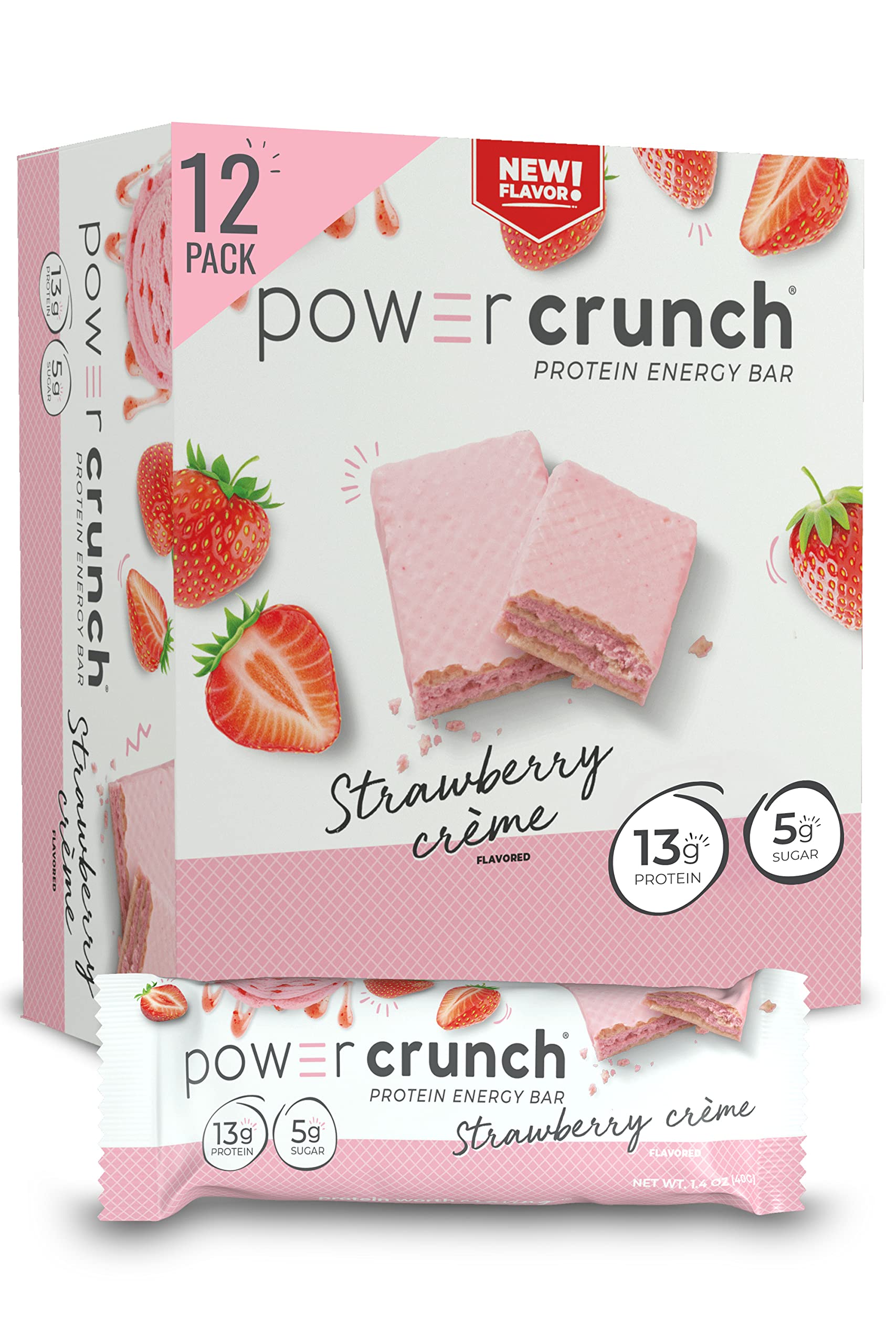 Power Crunch Strawberry Creme Protein Bars 1.4oz 12 Count