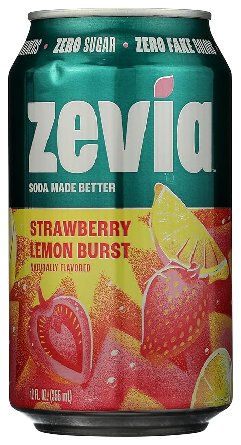 Zevia Zero Sugar Strawberry Lemon Burst Flavoured Soda 355ML - Canadian Edition